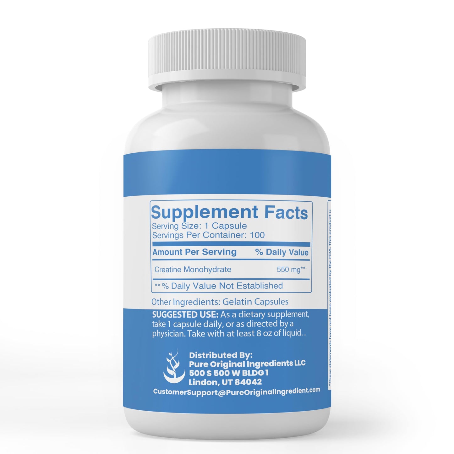 Pure Original Ingredients Creatine Monohydrate Capsules, 100 Count