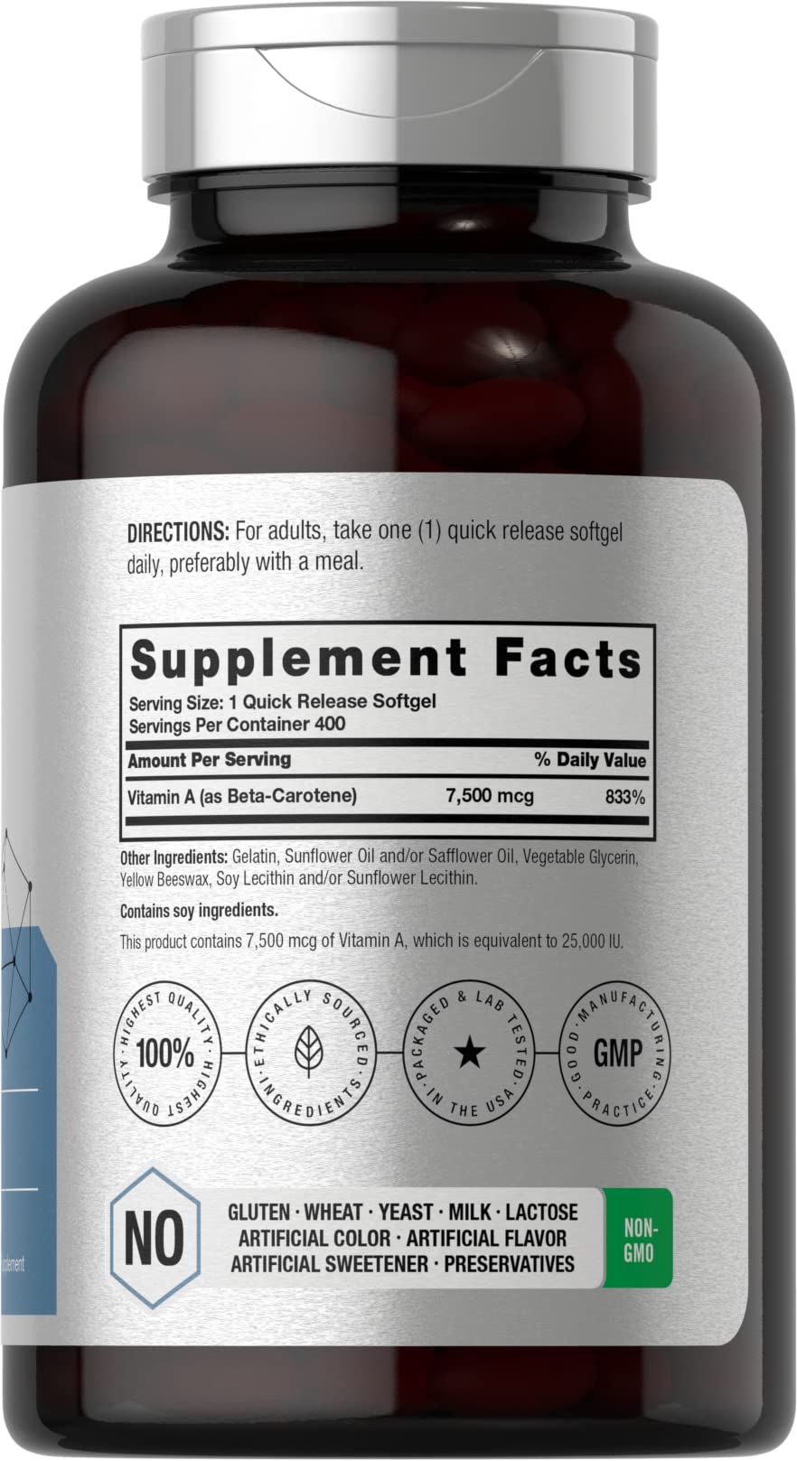 Horbäach Beta Carotene Supplement Softgel 400 Count