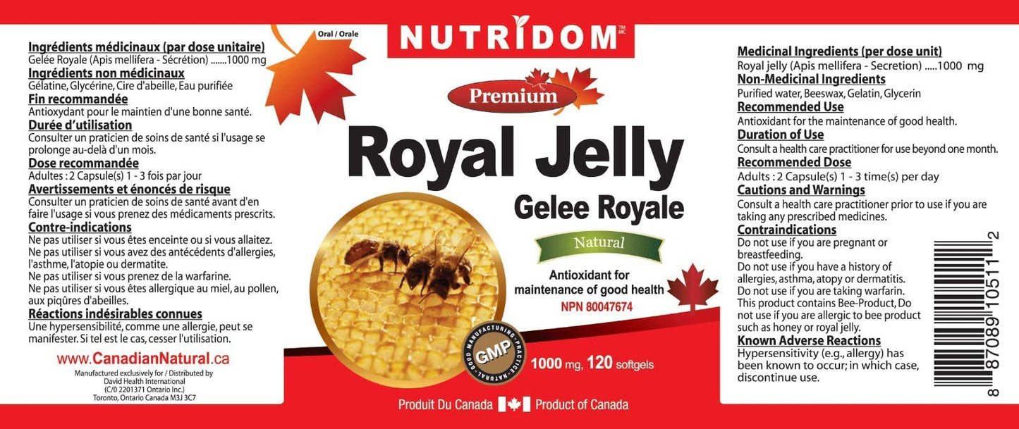 Nutridom Royal Jelly 1000mg Softgels, 120 Count
