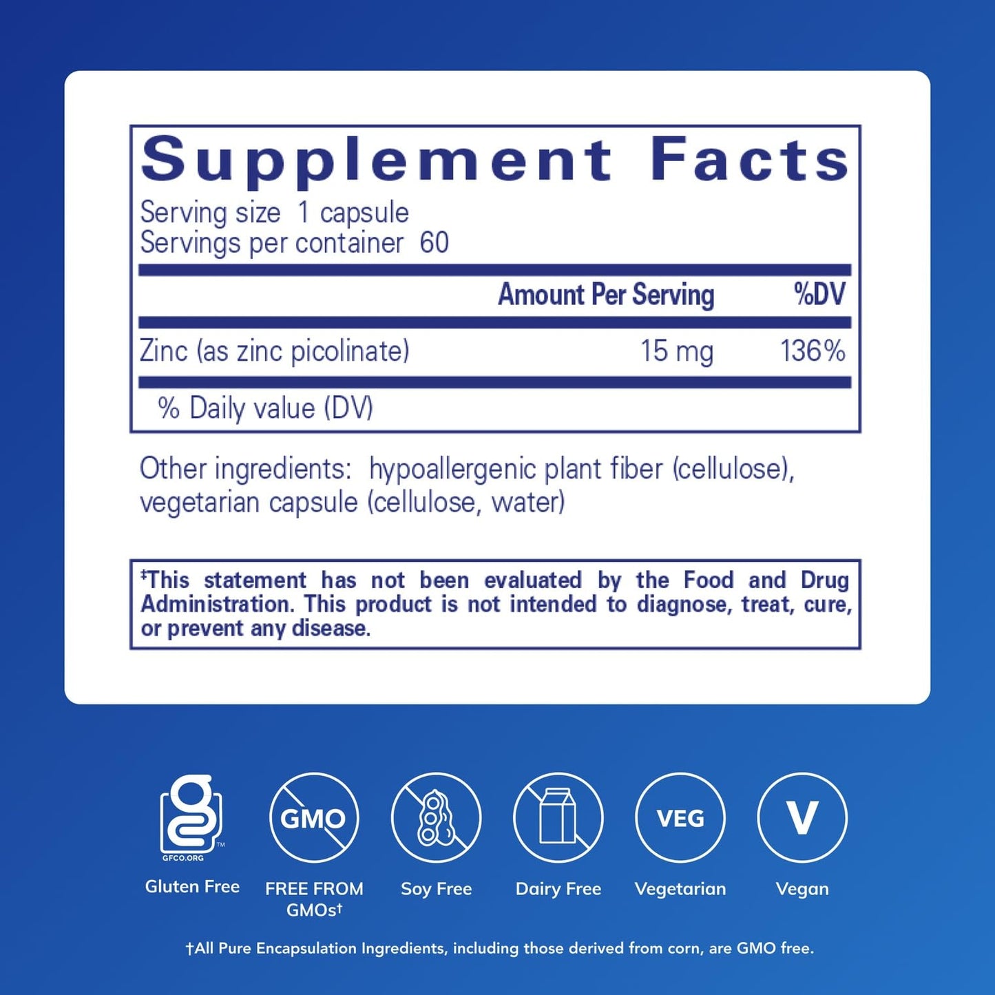 Pure Encapsulations Zinc Picolinate 15 mg Capsule, 60 Capsules