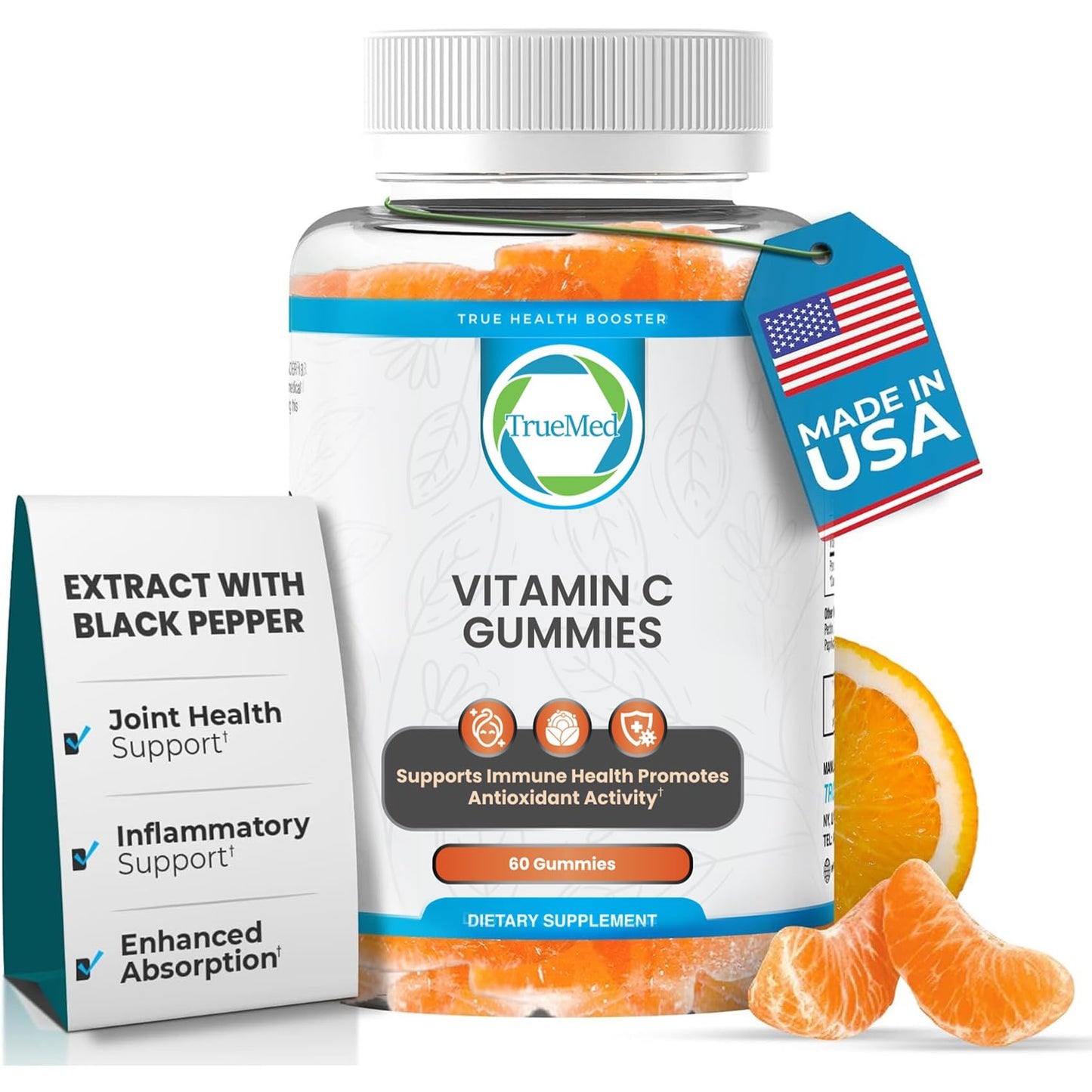 TRUEMED Chewable Vitamin C Gummies 250mg with Zinc and Probiotics 30 Count
