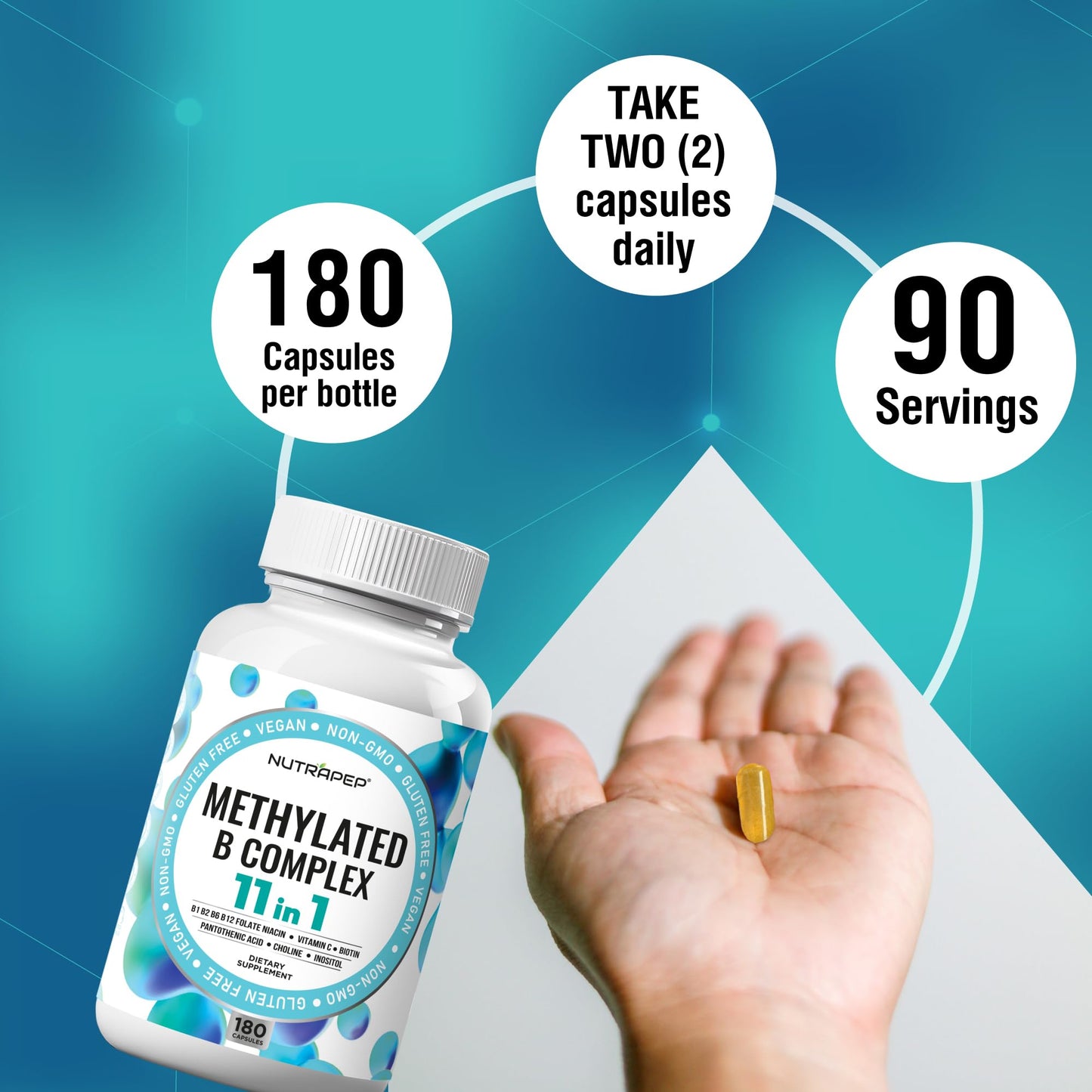 NutraPep Methylated B-Complex Multivitamin Capsule 180 Count