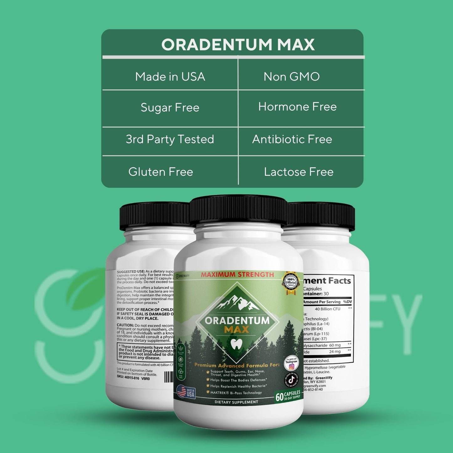 GREENVIFY Oradentum Max Probiotic Supplement 120 Capsules