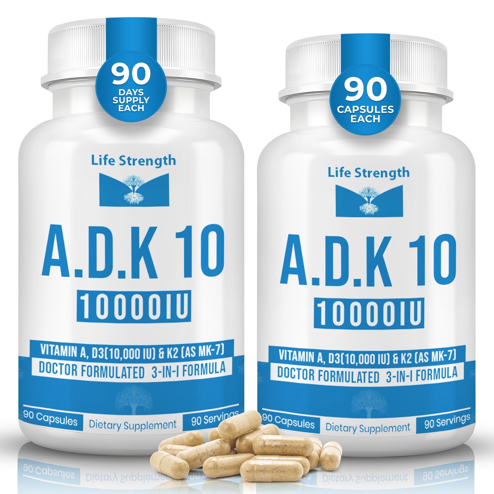 LifeStrength ADK 10 Supplement Capsules, 90 Count