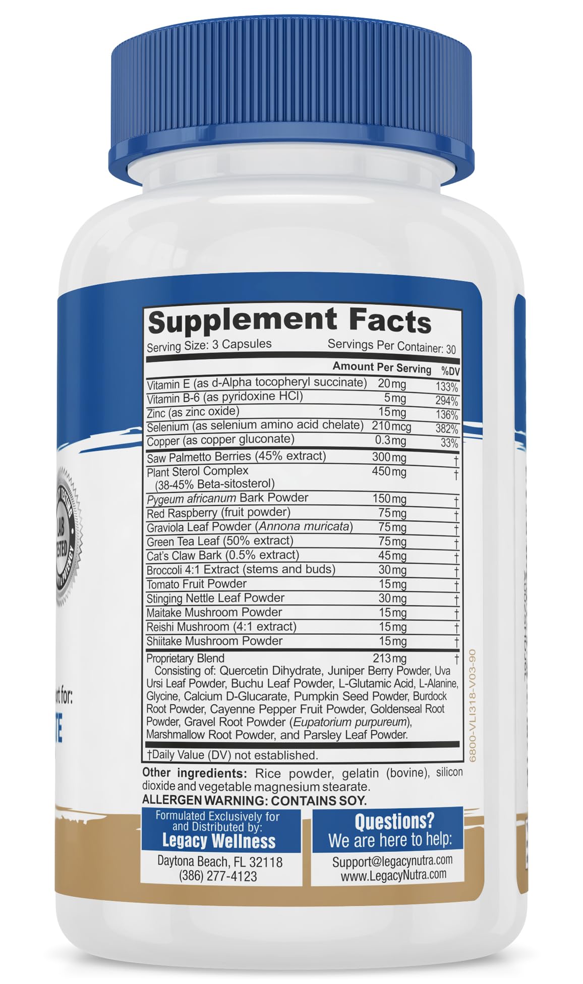LegacyNutra PRO Prostate Health Supplements For Men with Saw Palmetto, Beta Sitosterol + Supports Healthy Urination & Flow, Reduces Urges & Bathroom Trips So You Can Sleep Well + DHT Blocker Capsules 90 Count