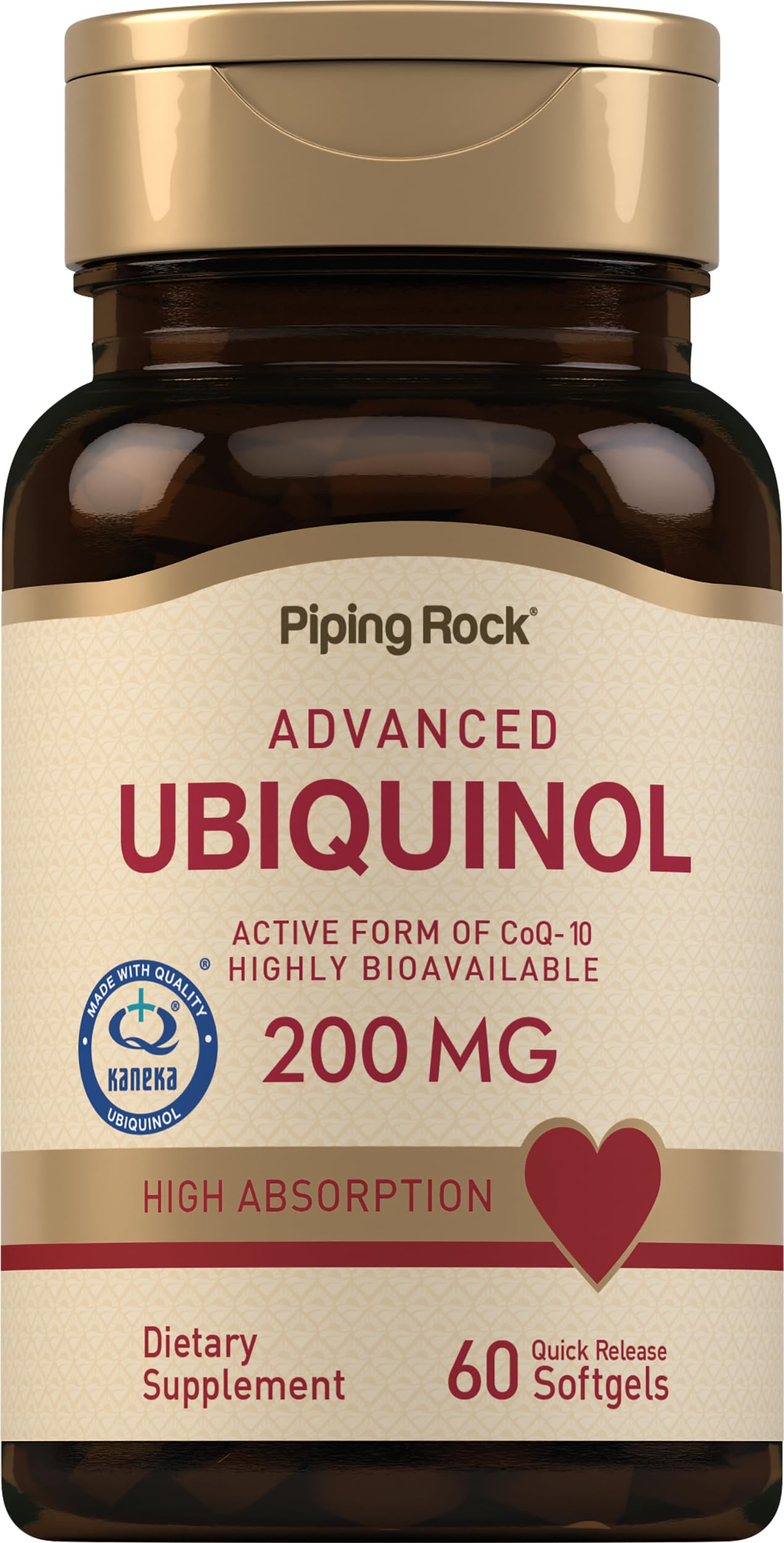 Piping Rock Ubiquinol 200mg Soft Gel 60 Count