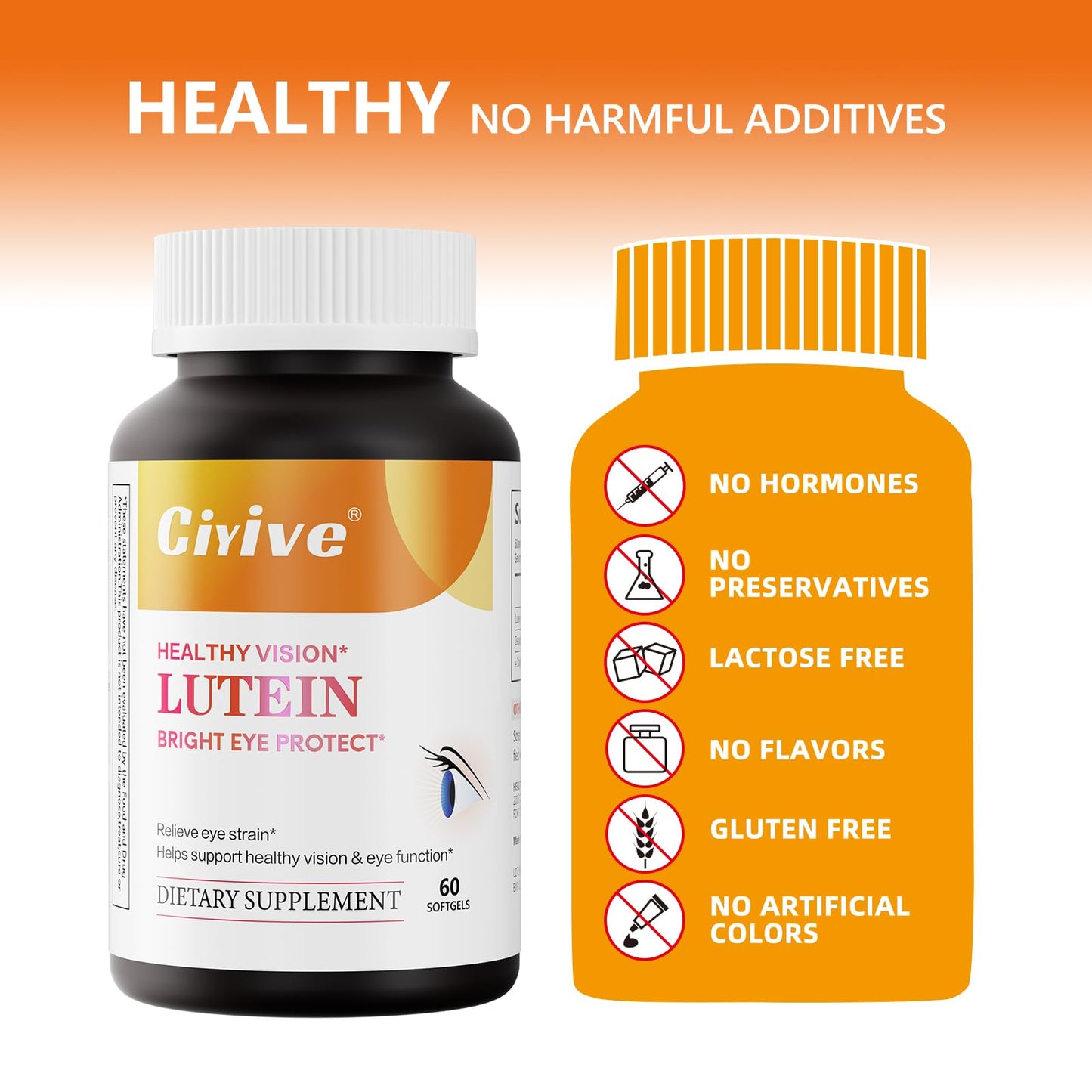 Ciyive Lutein and Zeaxanthin Vitamin Dietary Fiber Supplement Capsule 60 Count