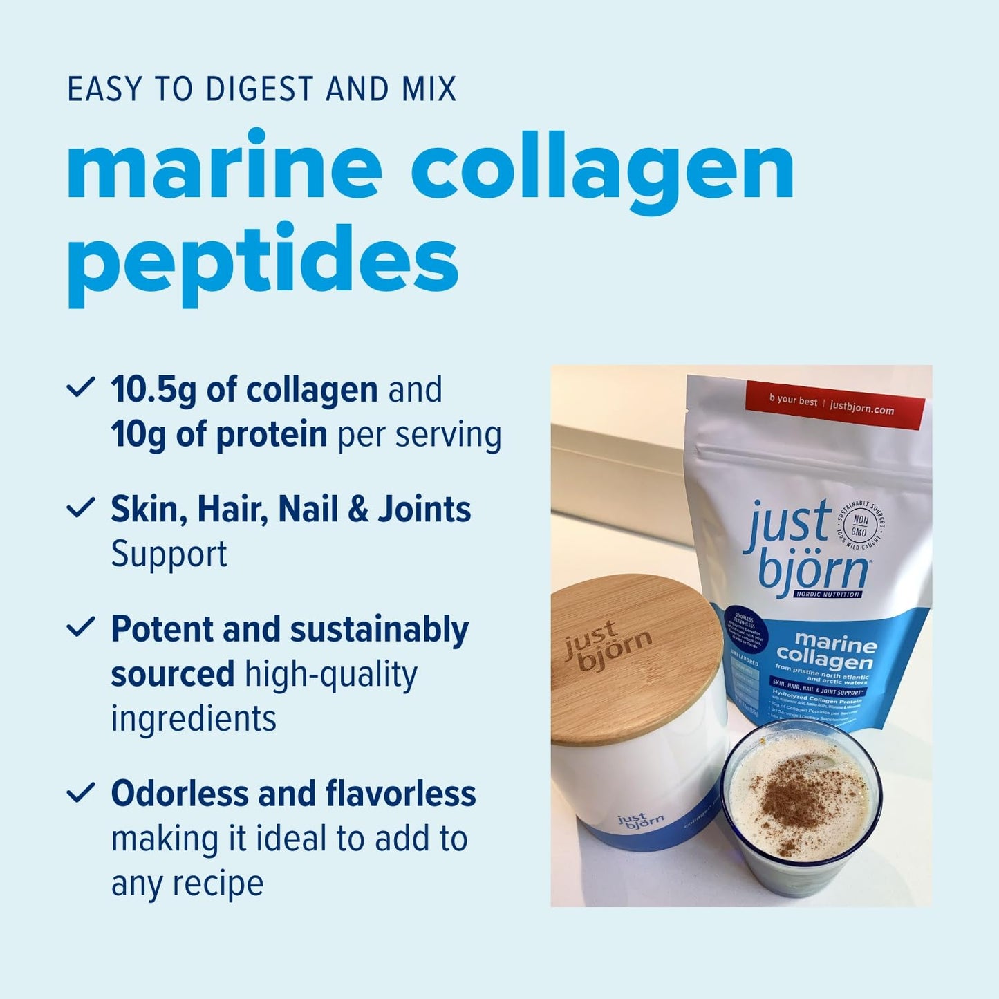 Just Bjorn Marine Collagen Peptides Powder 34.5 oz