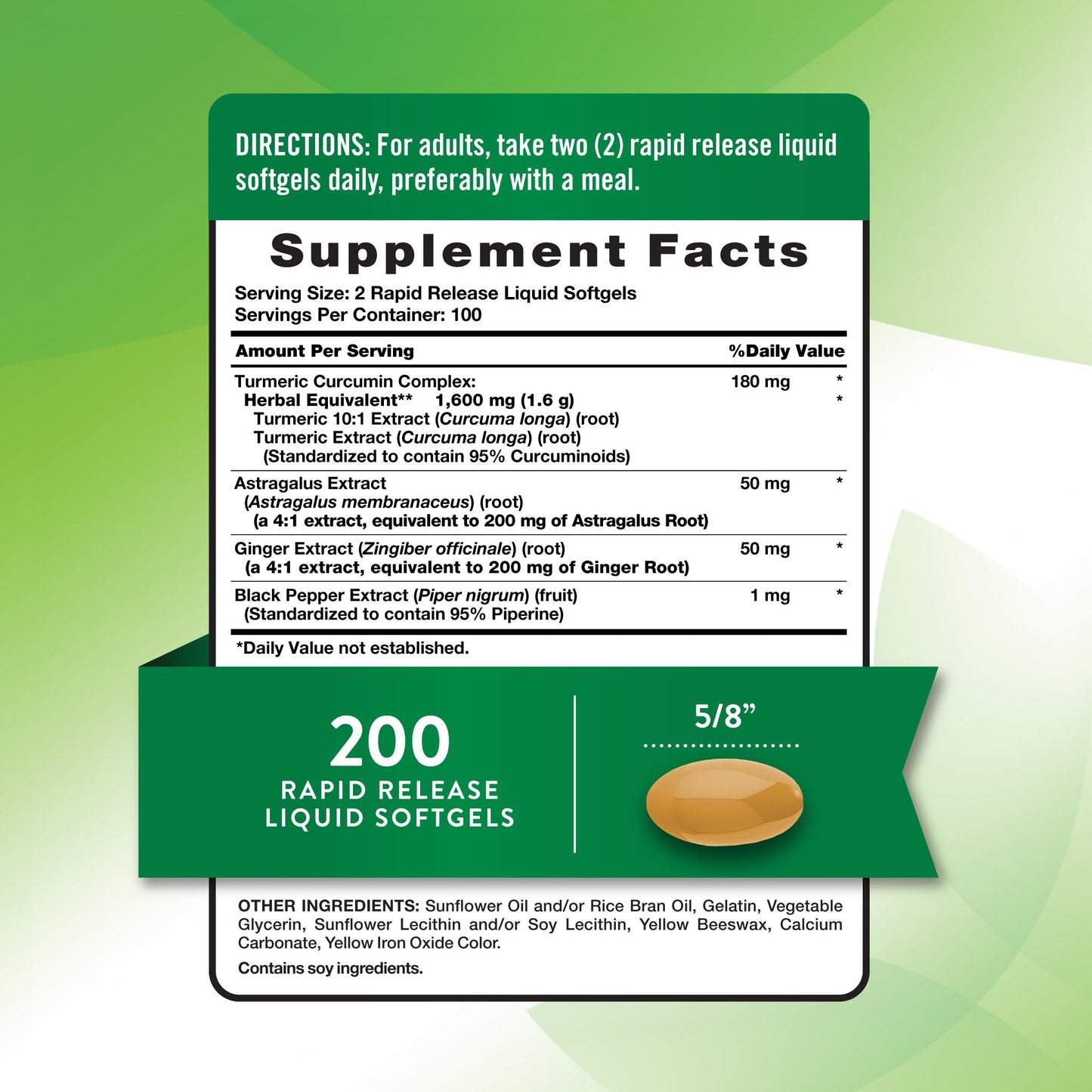 Nature's Truth Turmeric Curcumin Complex Softgel 200 Count