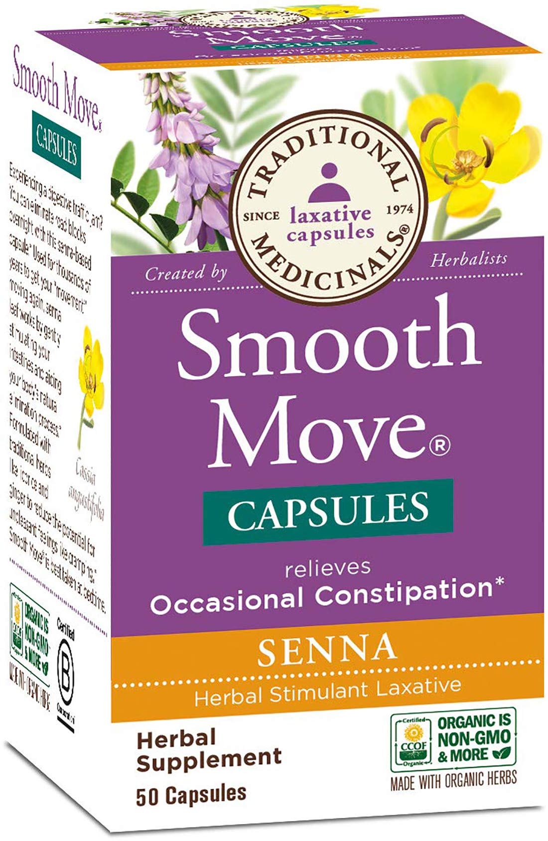 Traditional Medicinals Smooth Move Senna Capsules, 50 Capsules
