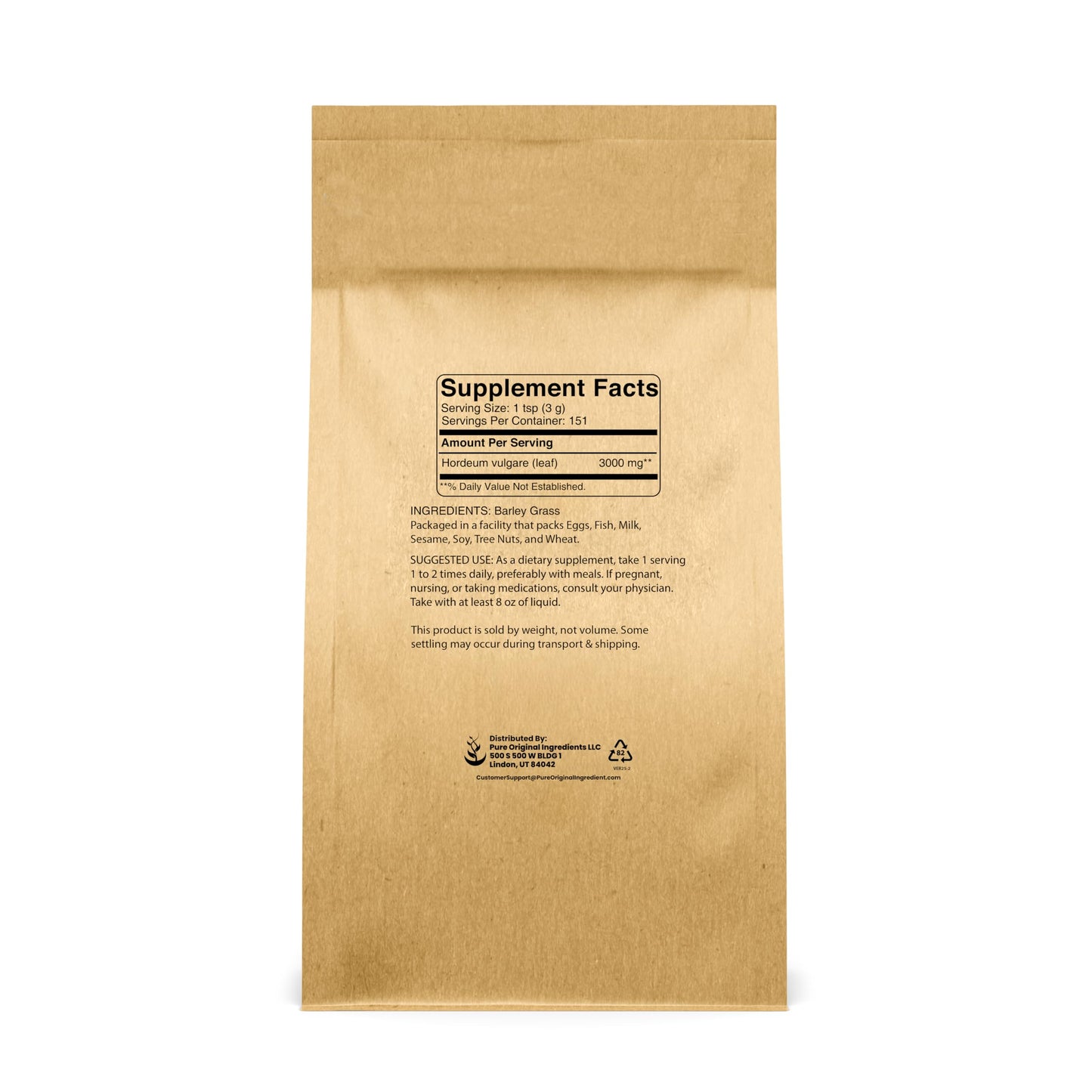 Pure Original Ingredients Barley Grass Powder, 32 oz