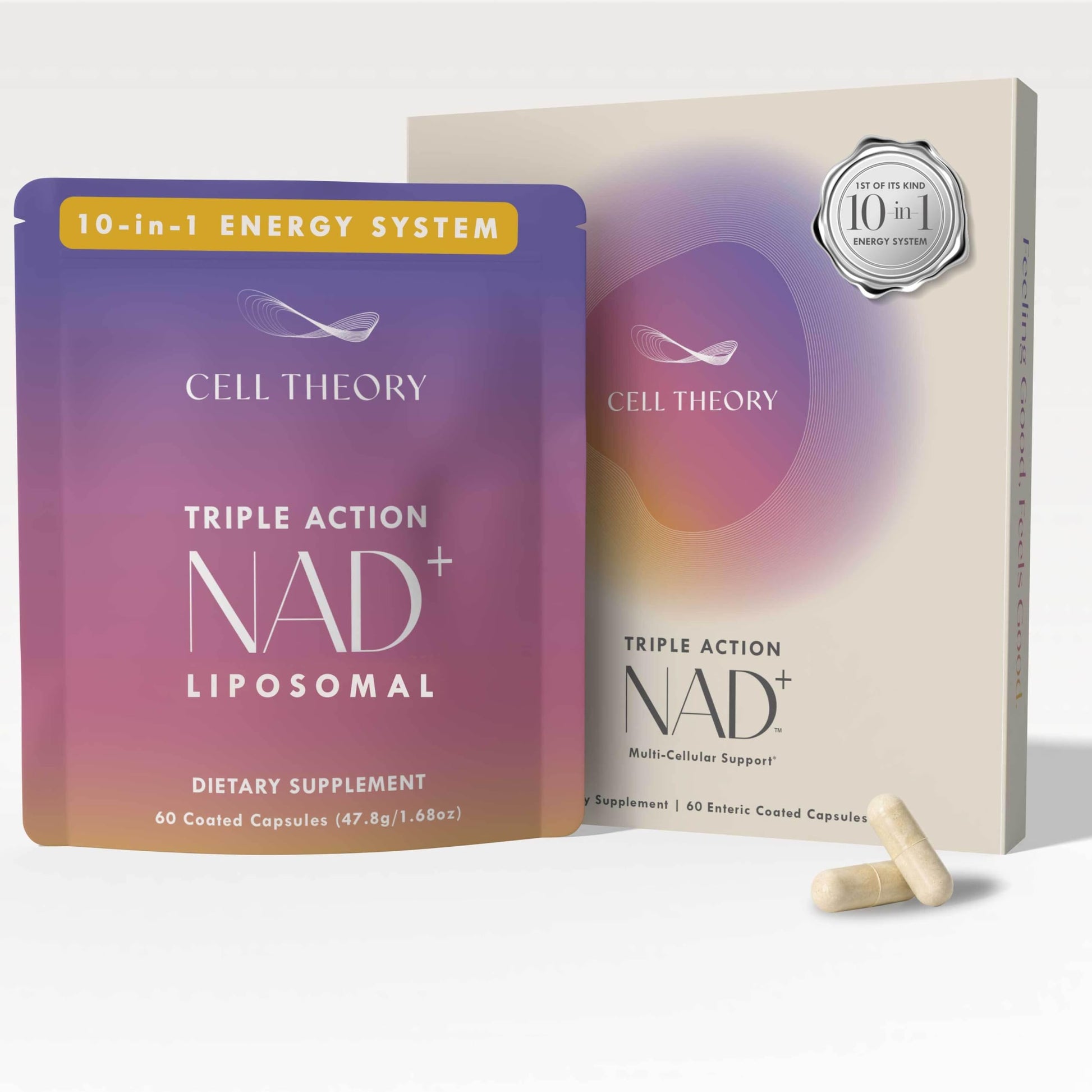 Cell Theory NAD+ Supplement – Triple Action Liposomal NAD+ & NADH Formula for Cellular Energy, Mitochondrial Support, and Longevity, 60 Capsules