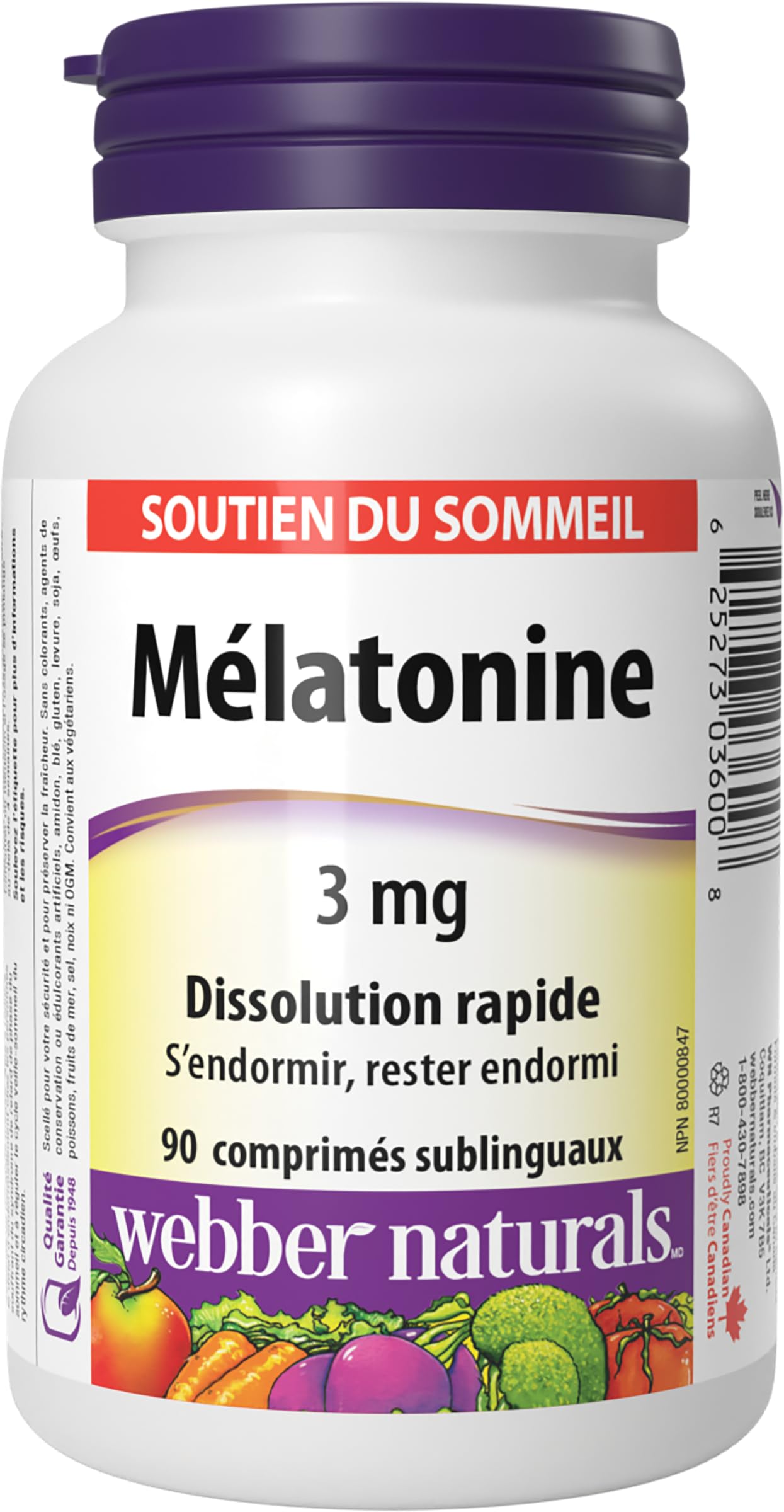Webber Naturals Melatonin 3 mg Quick Dissolve, 90 Tablets