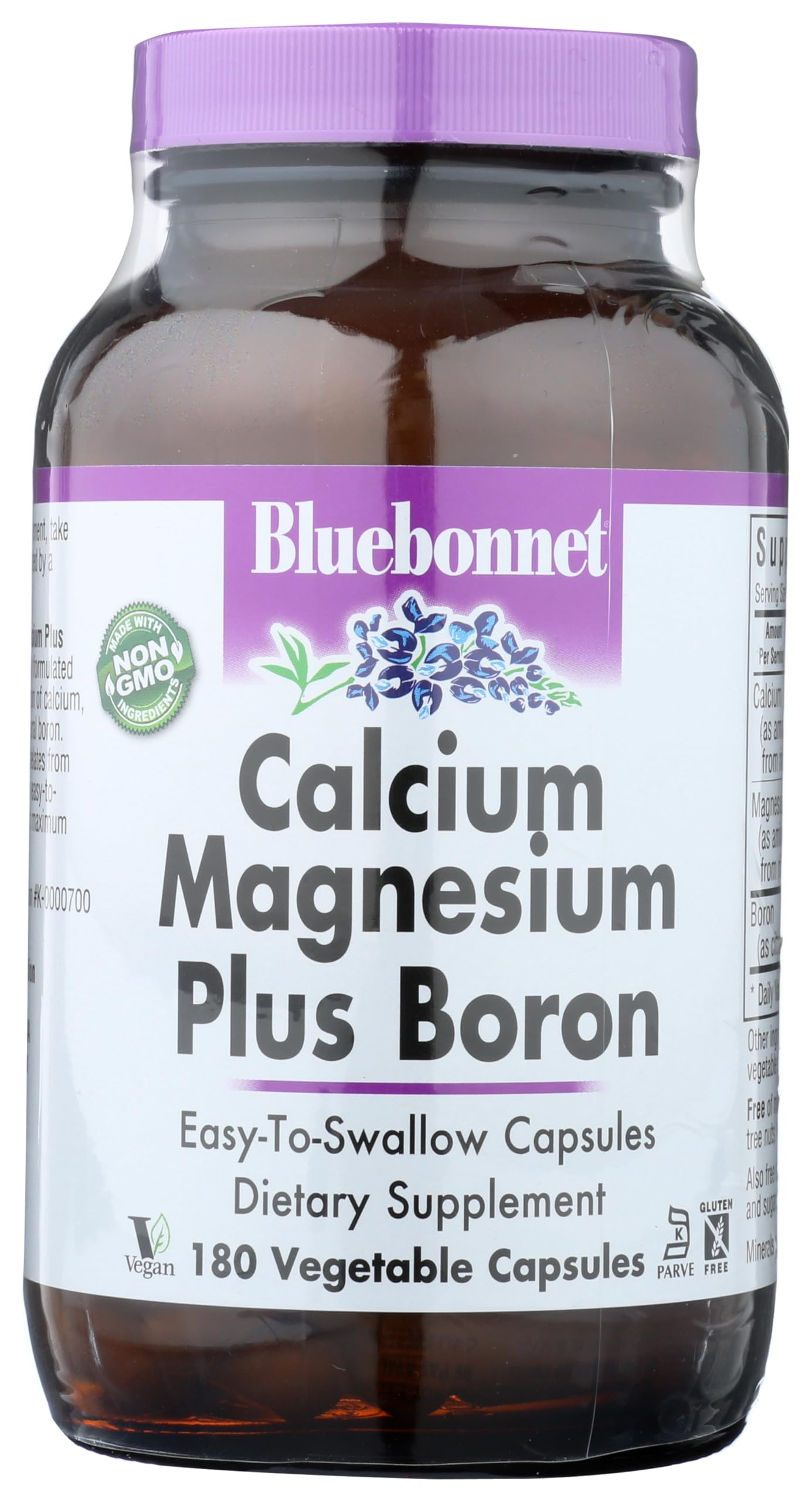 BlueBonnet Calcium Magnesium Plus Boron Vegetarian Capsules 180 Count