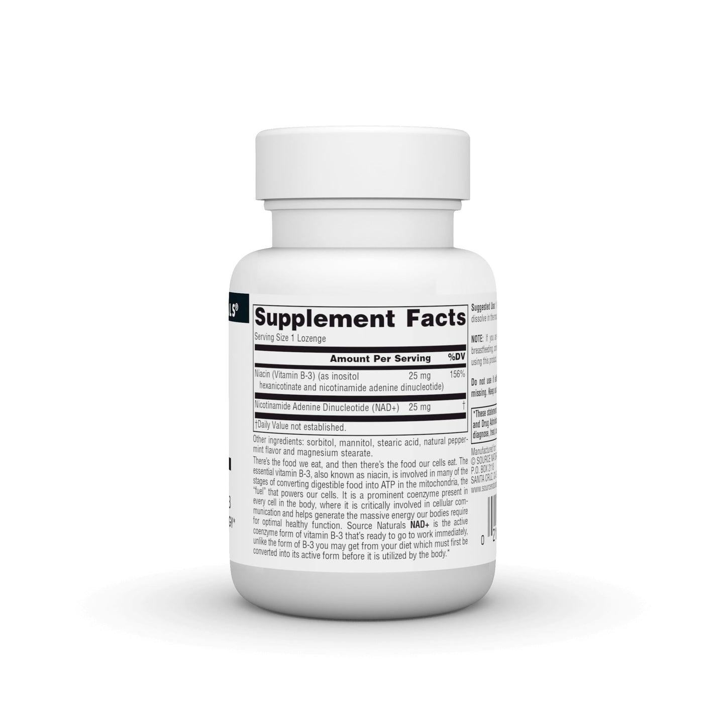 Source Naturals NAD+ Coenzymated B-3 25 mg Lozenges, 60 Count