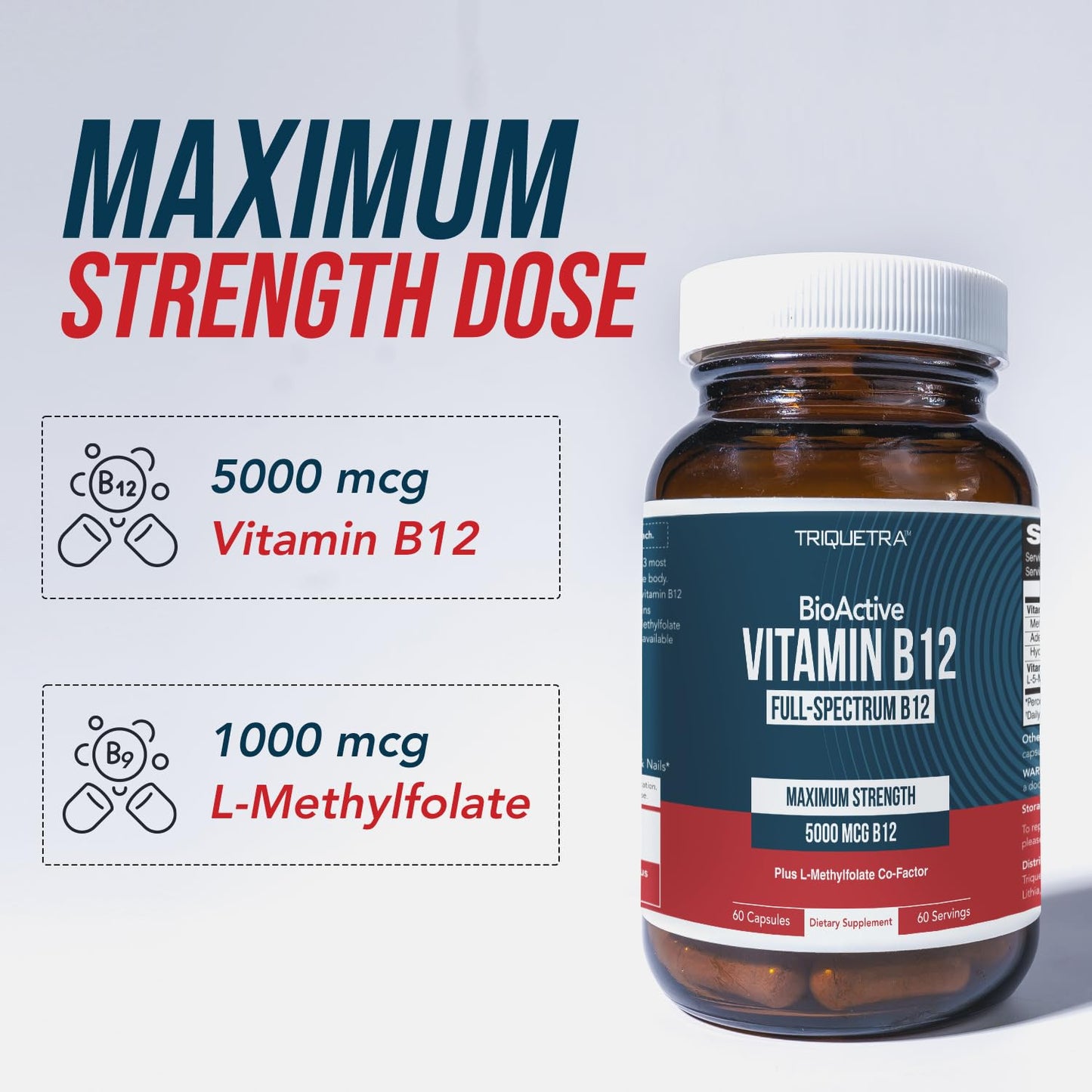 Triquetra Health BioActive Vitamin B12 - 5000 mcg Capsule 60 Count
