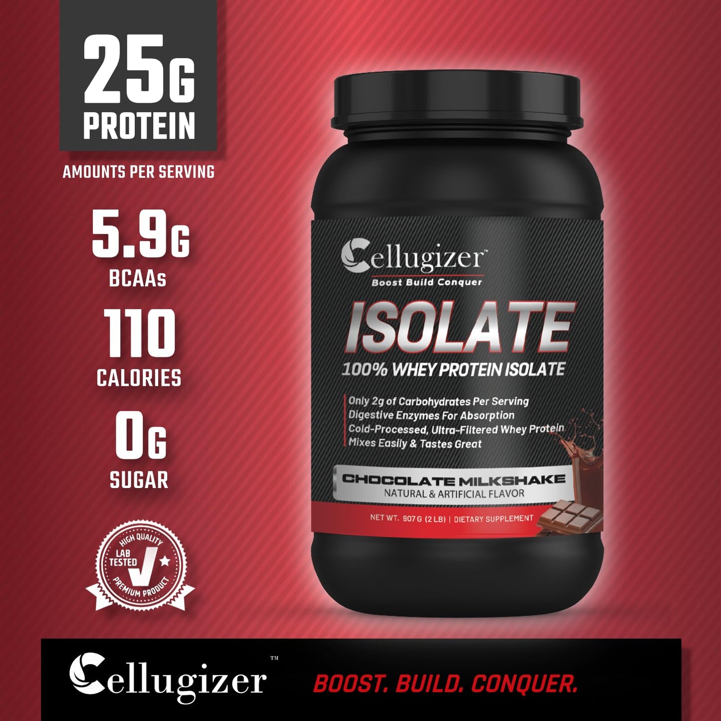 Cellugizer 100% Whey Isolate Protein Powder, Chocolate, 32 Servings