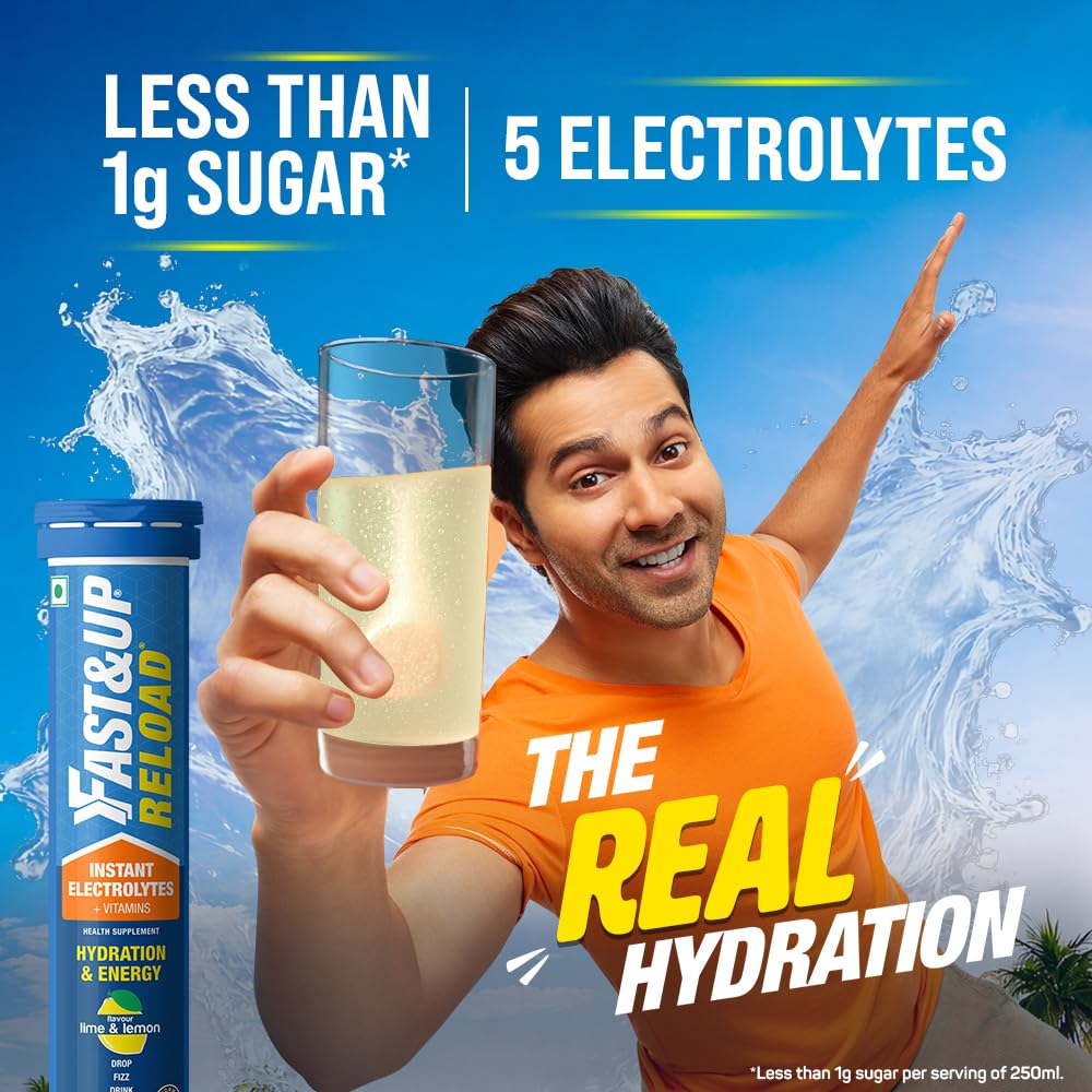 FAST&UP Reload Electrolyte Energy Drink Effervescent Tablets, 20 Tablets