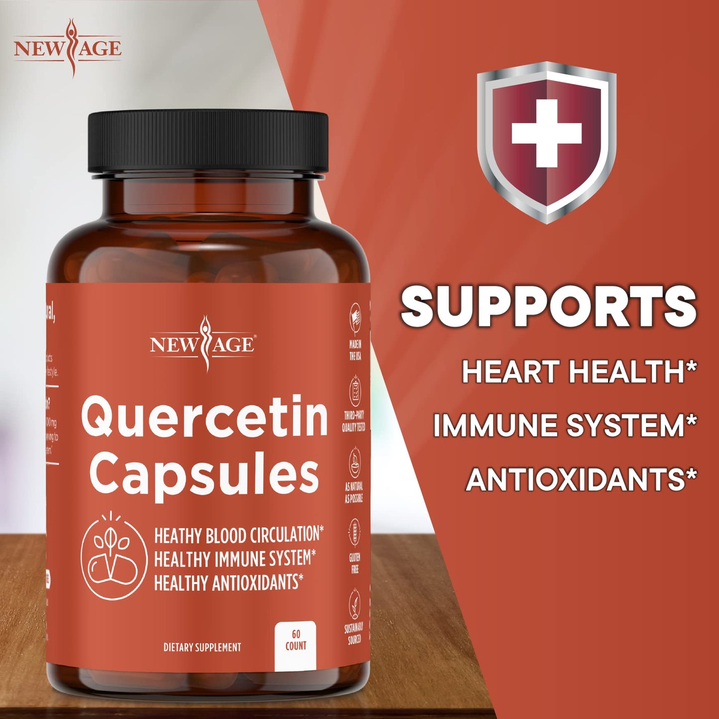 NEW AGE Quercetin 1000mg Vegetarian Capsules 120 Count