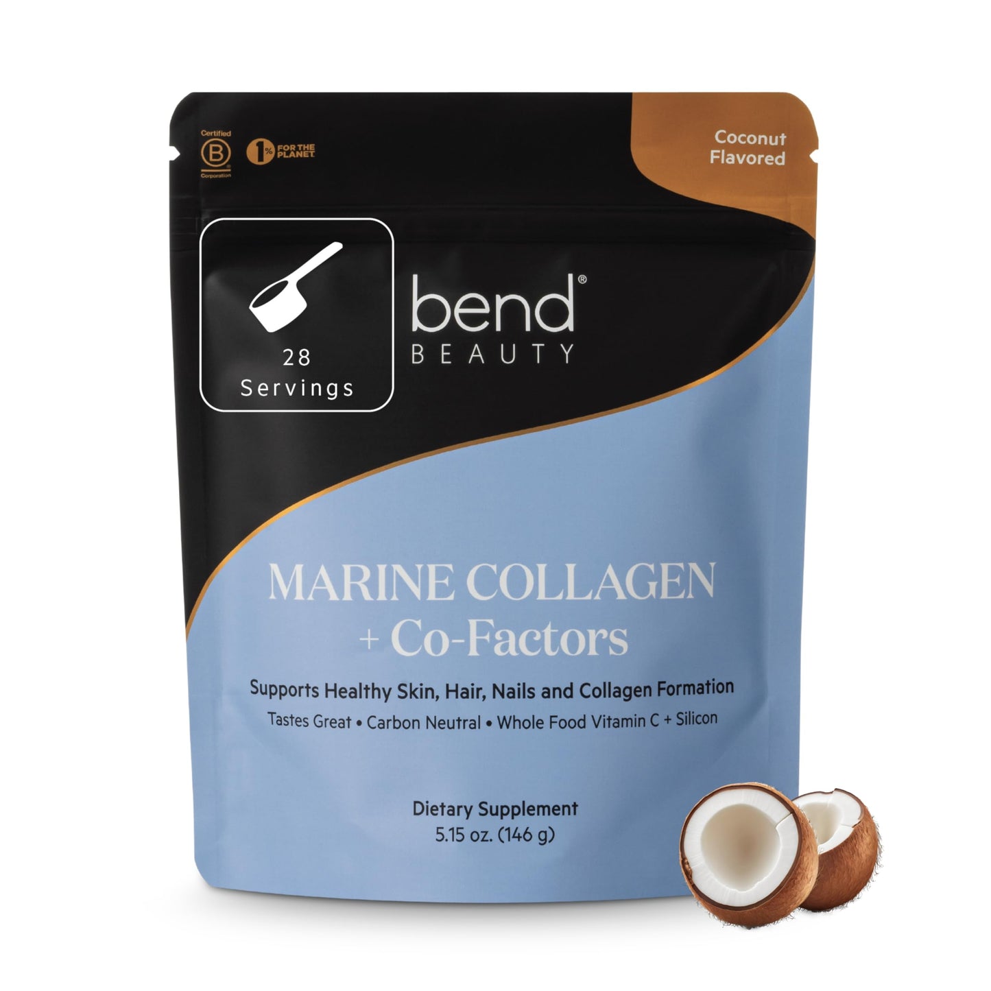 Bend Marine Collagen + Co-Factors Coconut Flavored Collagen Powder, 5.15 Ounce