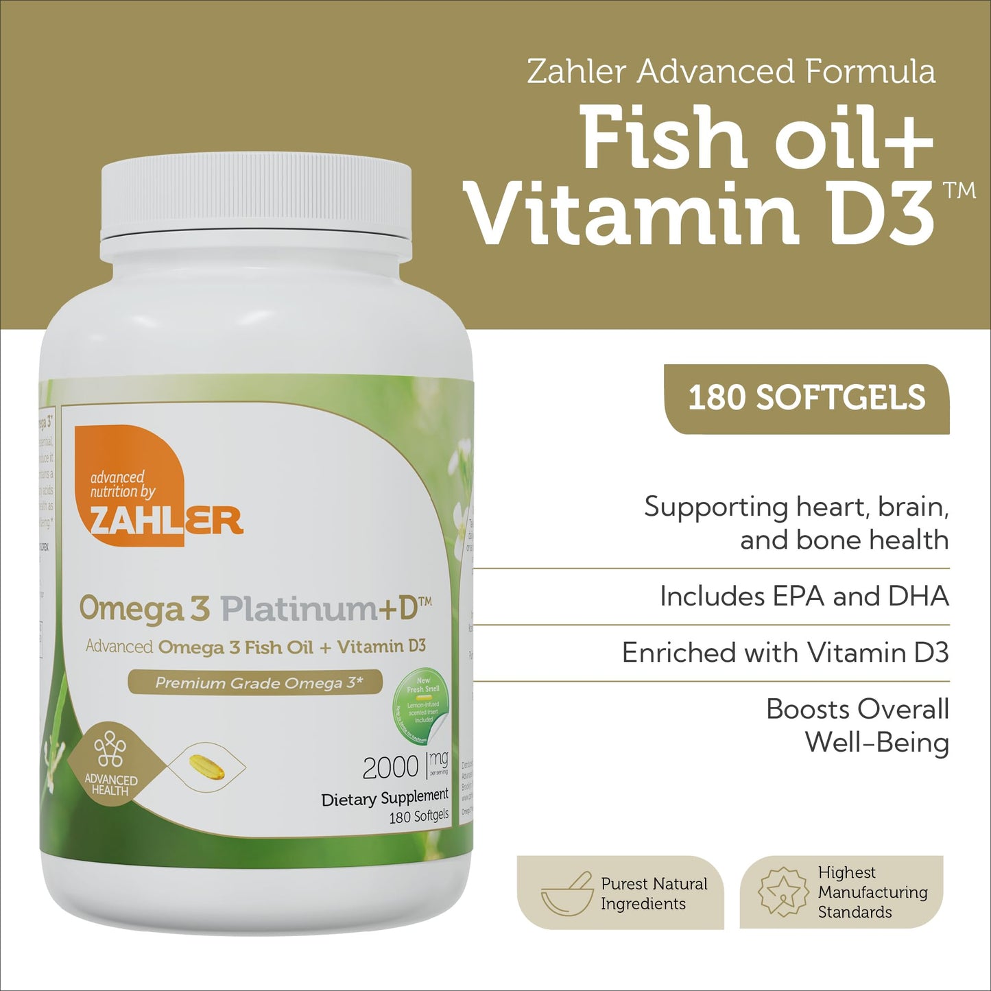 Zahler Omega 3 Platinum +D Softgels 180
