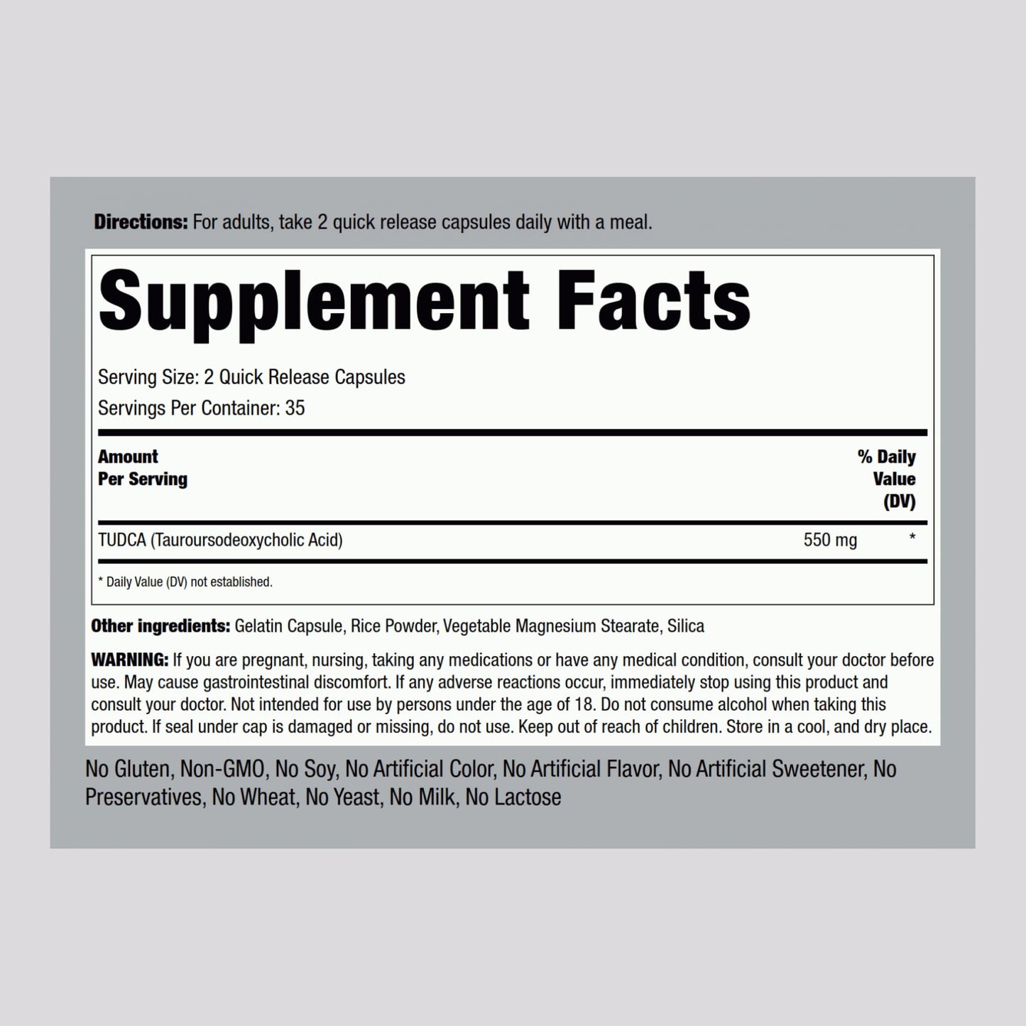 Piping Rock Tudca Supplement 550mg Capsule, 70 Count