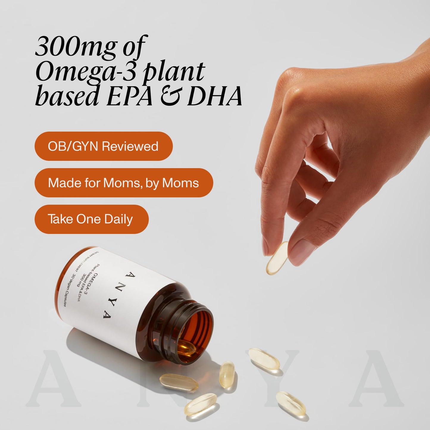 ANYA Vegan Omega-3 with DHA & EPA, 300 mg, Non-GMO, 1 Capsule