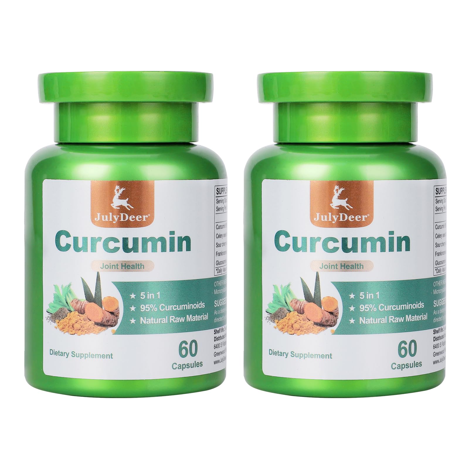 JulyDeer Turmeric 95% Curcumin 120 Capsules