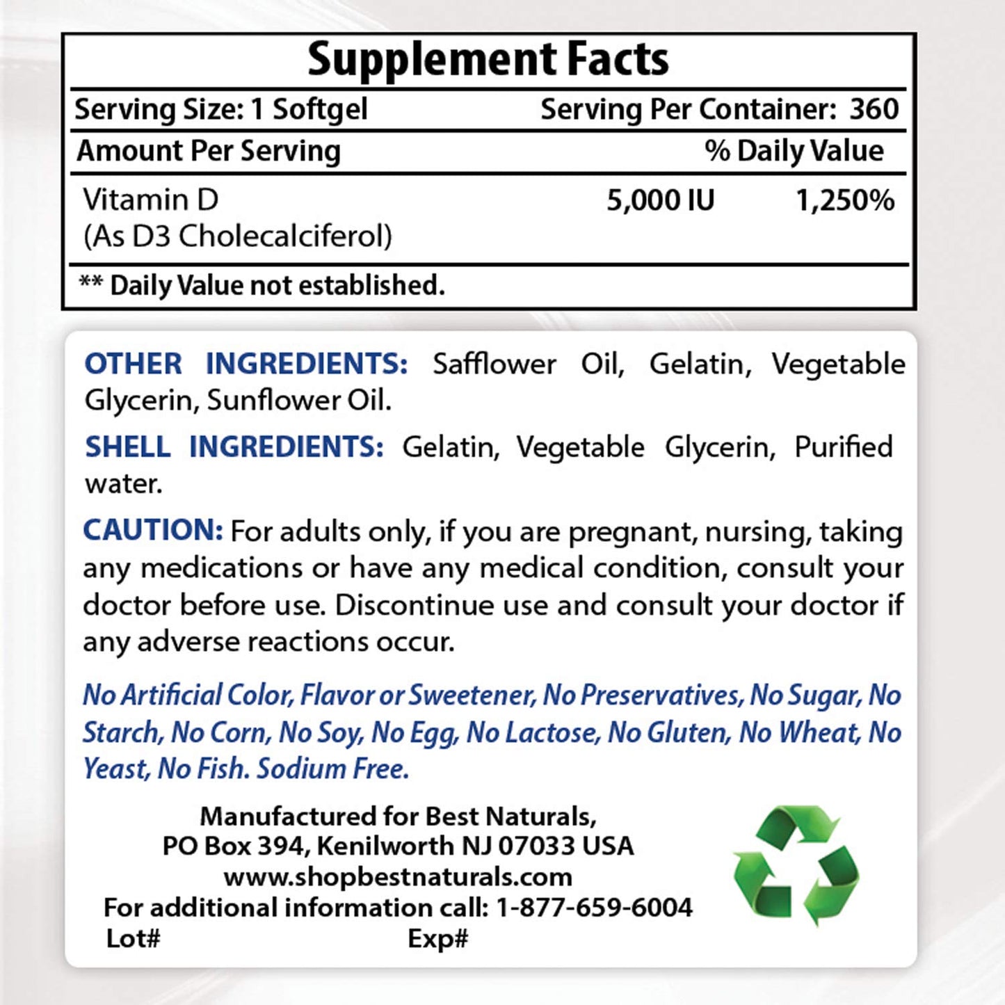 Best Naturals CoQ10 600 mg & Vitamin D3 5000 IU Capsules/Softgels 60