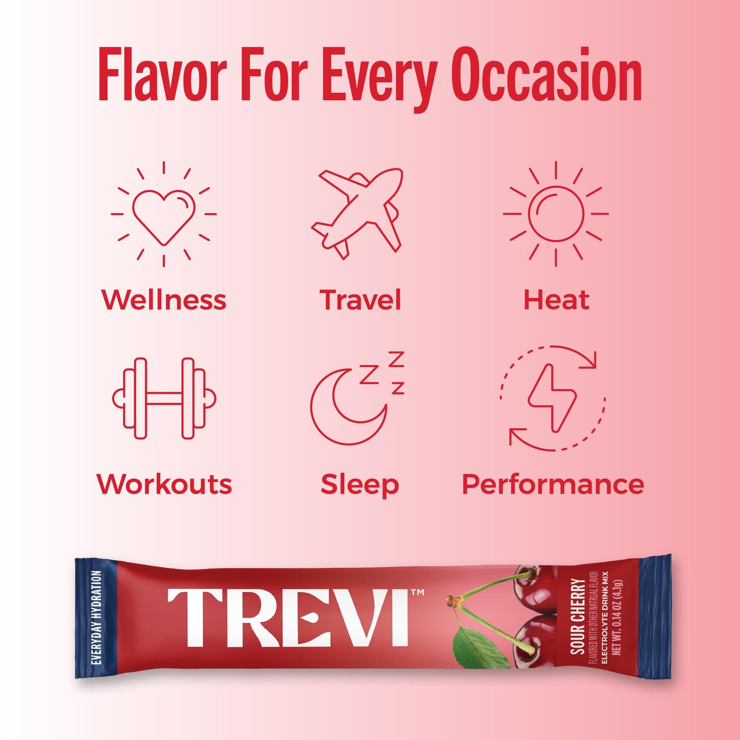TREVI Electrolytes Powder Packets, Sour Cherry, 20 Servings