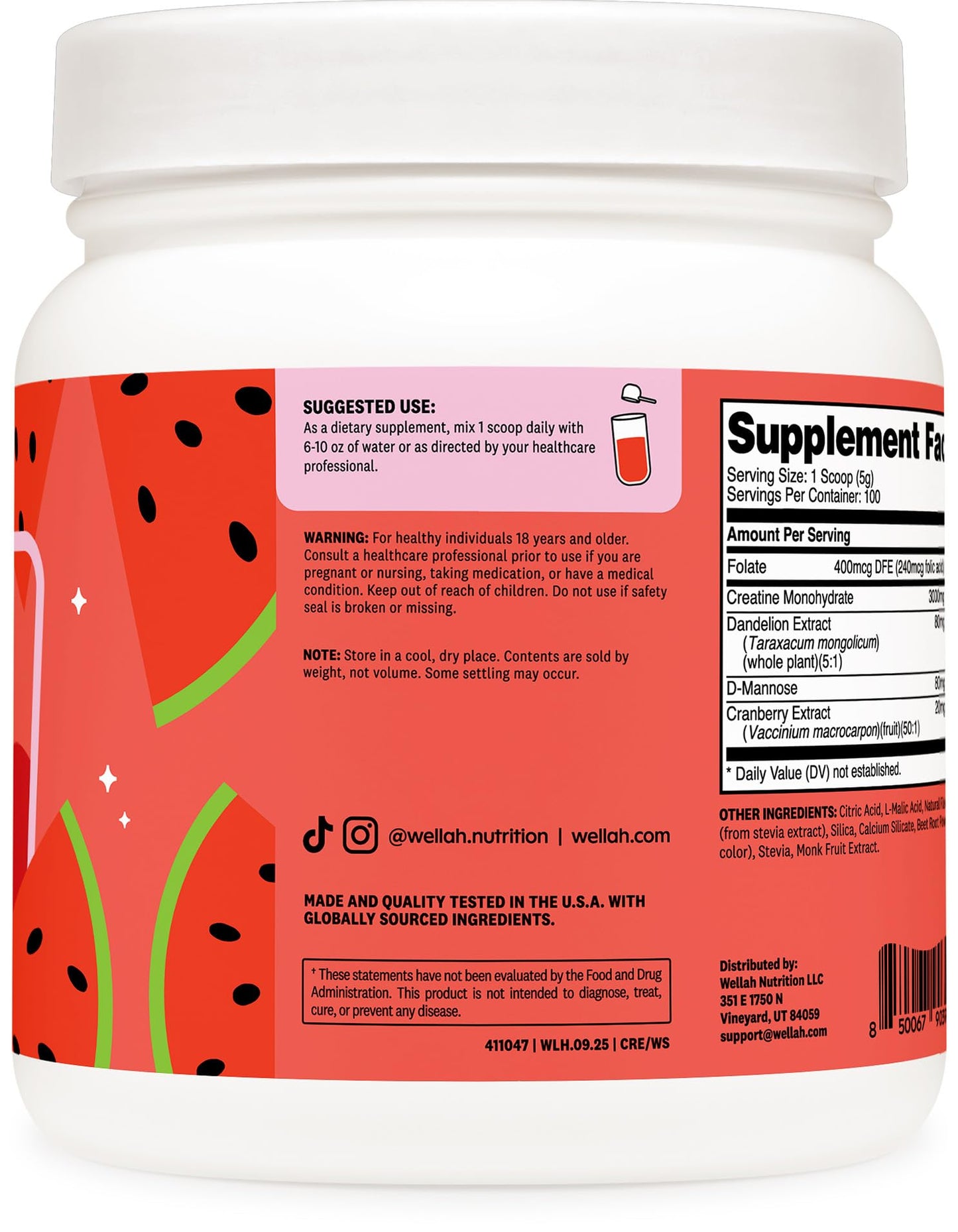 Wellah Creatine for Women Powder 18.6 oz