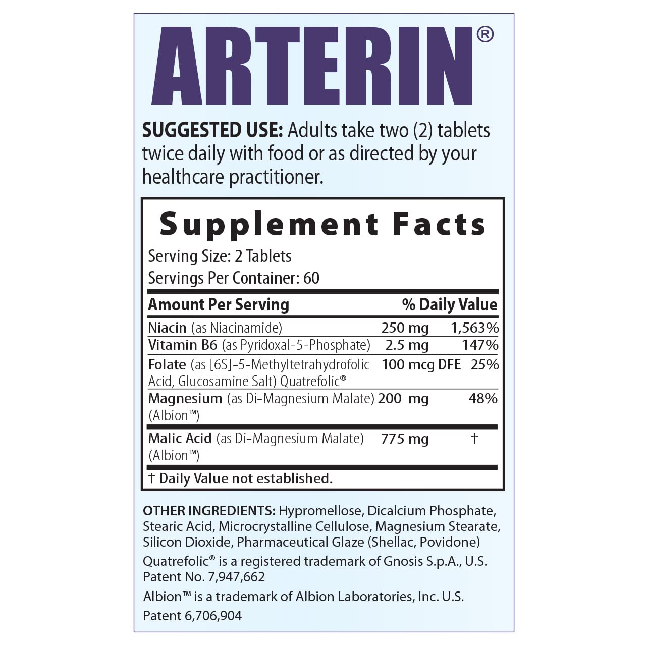 Arterin Magnesium and Niacin Formula Tablet 120 Count