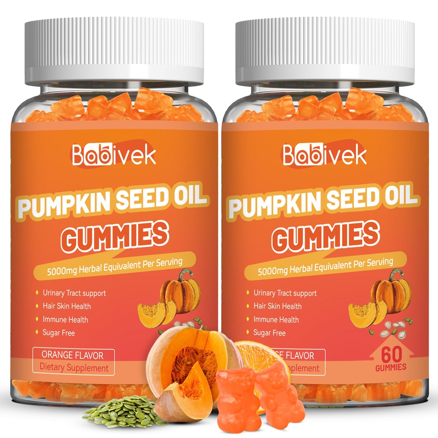 Babivek Sugar Free Pumpkin Seed Oil Gummies with Saw Palmetto, 120 Count