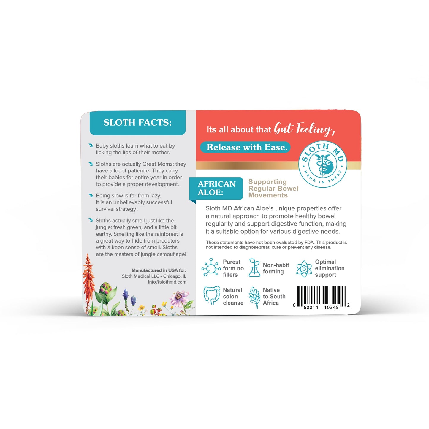 SLOTH MD African Aloe Ferox Supplement Capsules – 500mg High Potency Aloe – 10 Veggie Caps