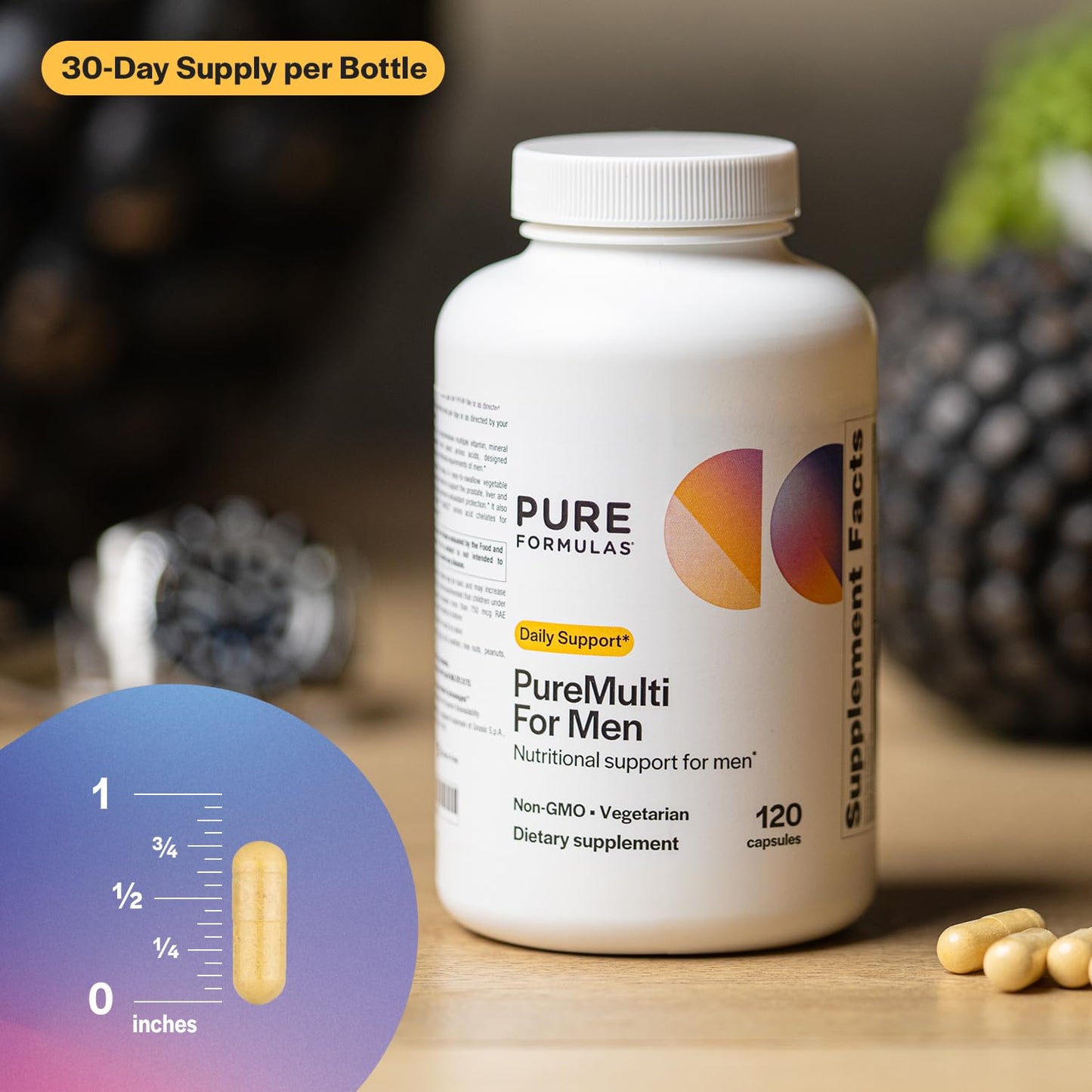 PureFormulas PureMulti for Men Daily Comprehensive Multivitamin Capsule, 120 Count