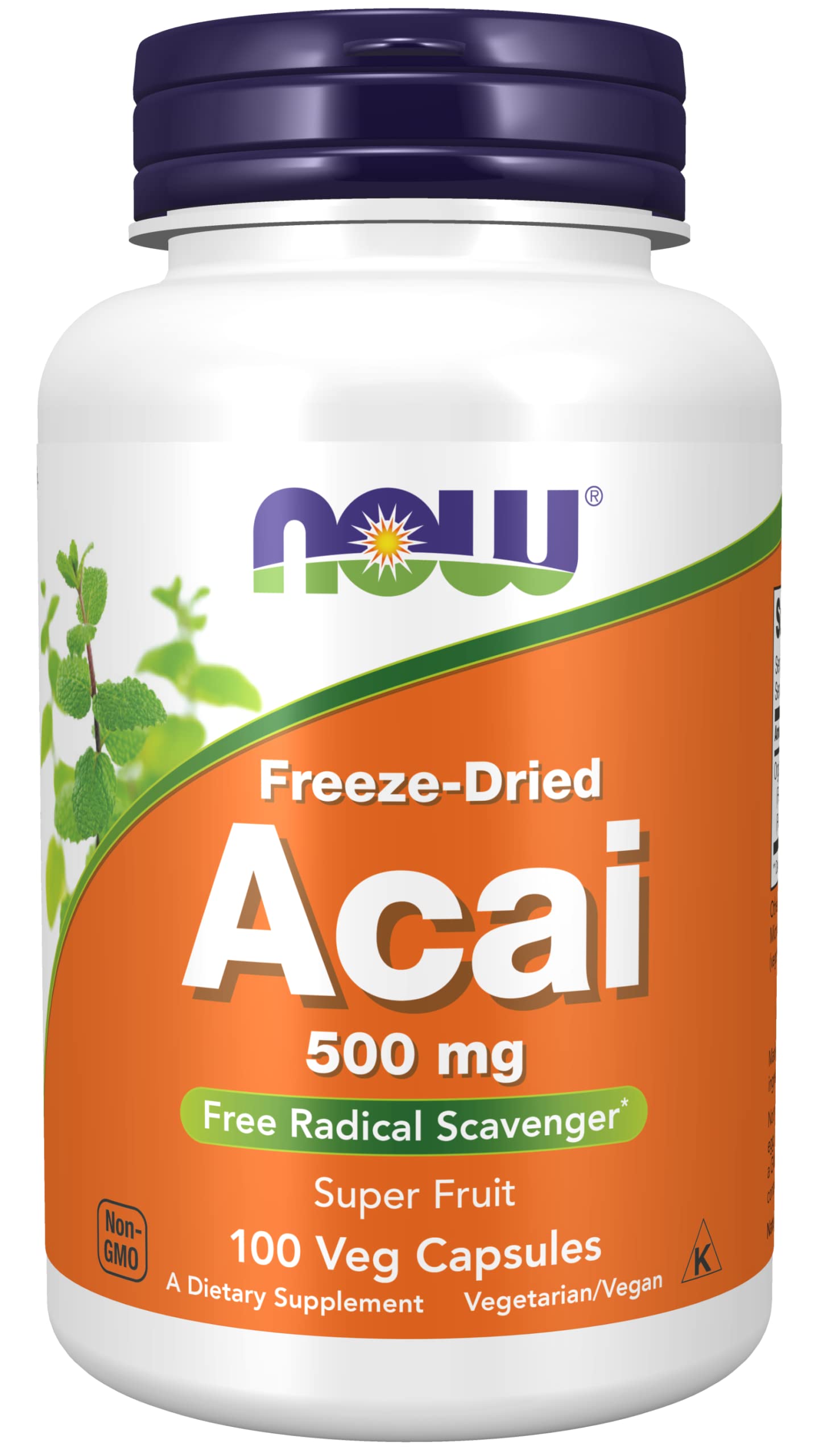 NOW Foods Organic Acai 500 mg Capsules 500 Count