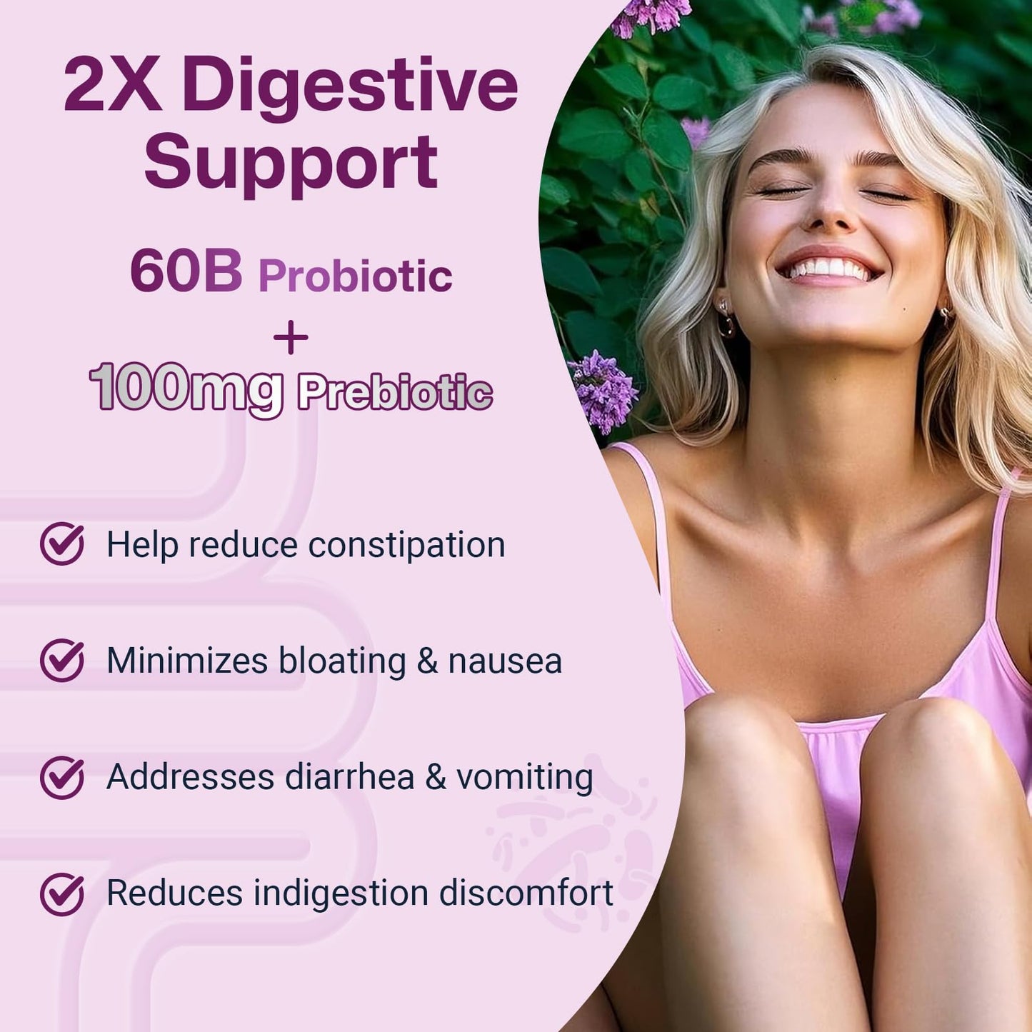 DRFOSTER Probiotics for Women Digestive Health with 60 Billion CFU 3 Spores, Skin Probiotics for Gut and Skin Health with Collagen & Biotin, 60 Capsules