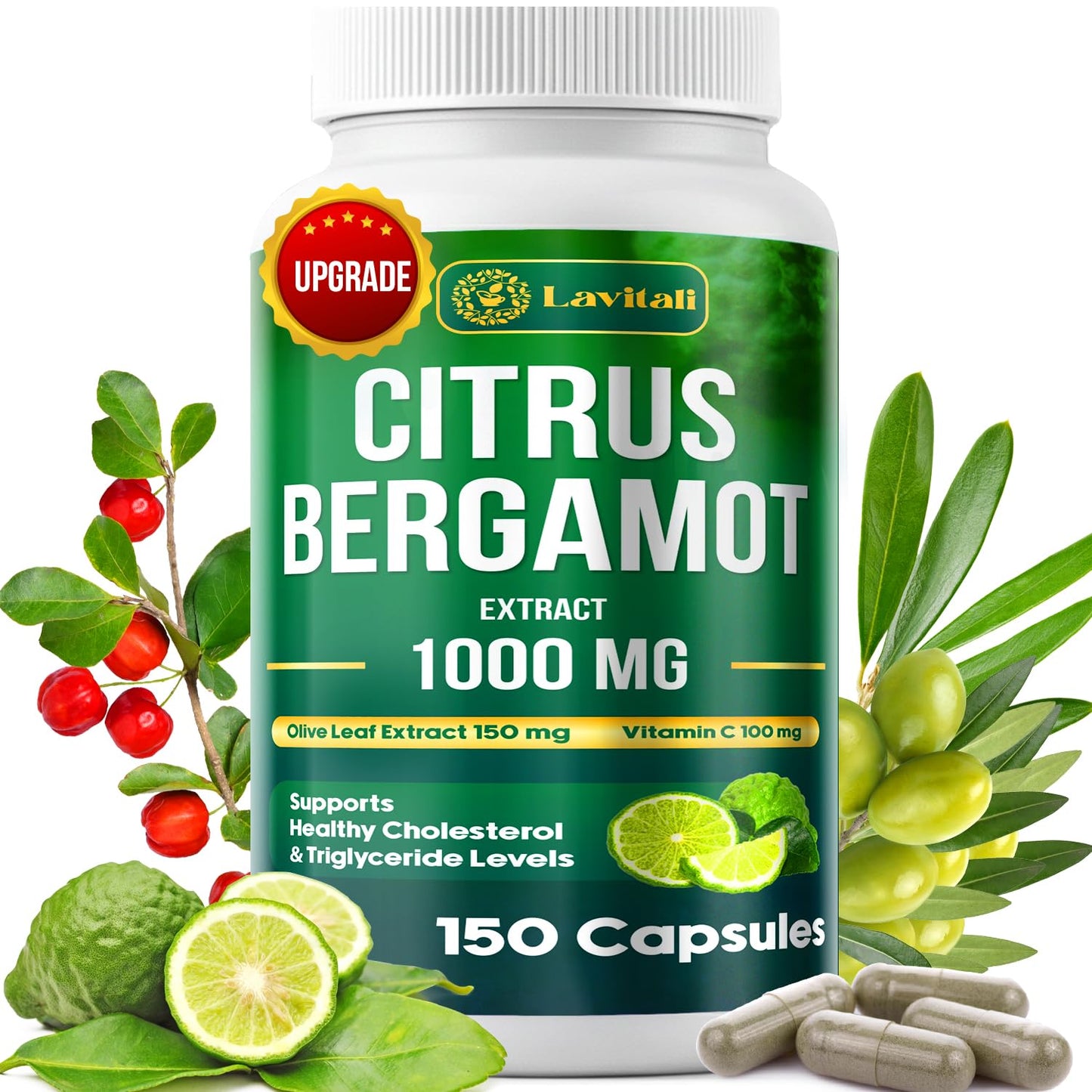 LaVitali Citrus Bergamot Extract Capsules, 25x Concentrated, 1000mg, 150 Count