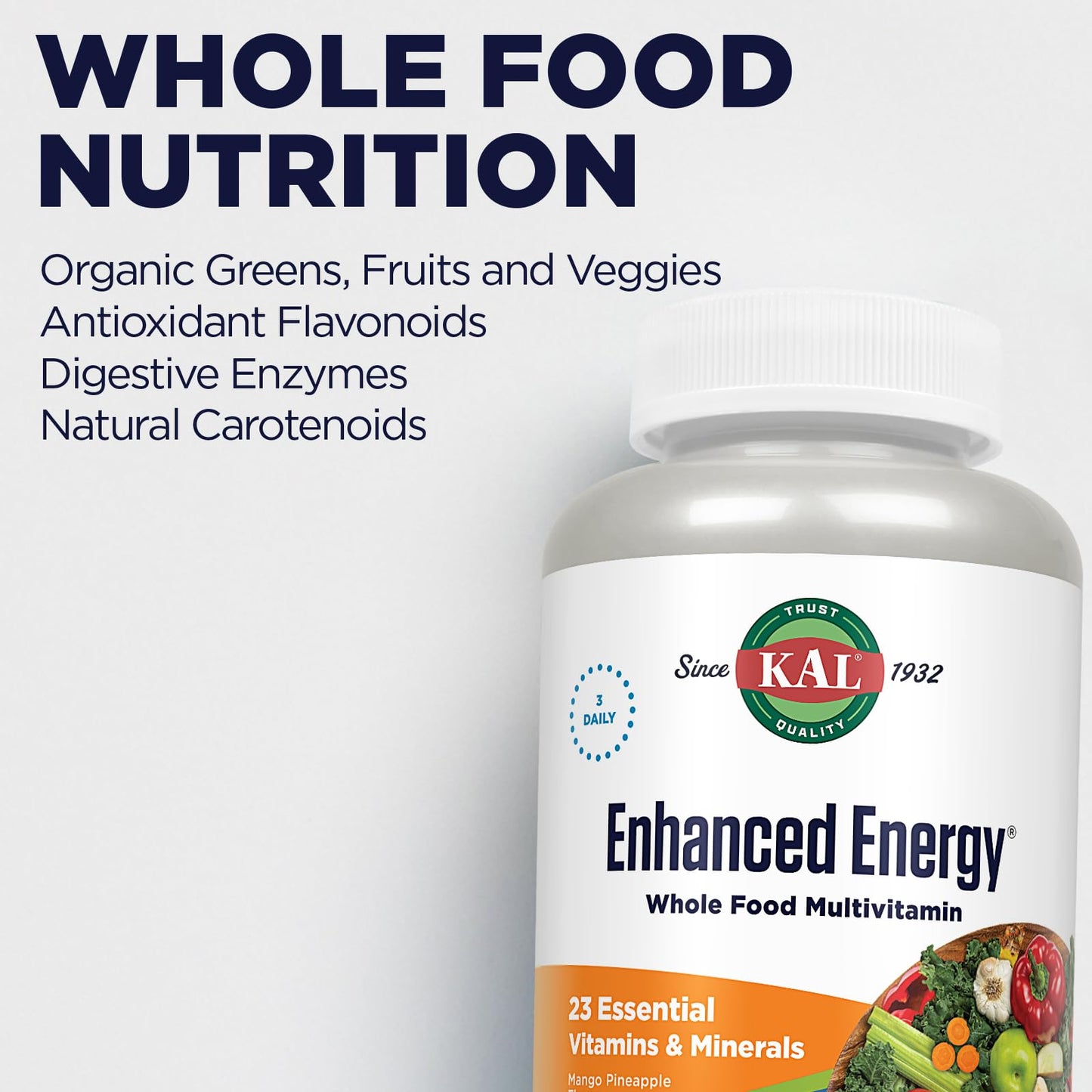 KAL Enhanced Energy Multivitamin with Iron, 60 Tablets