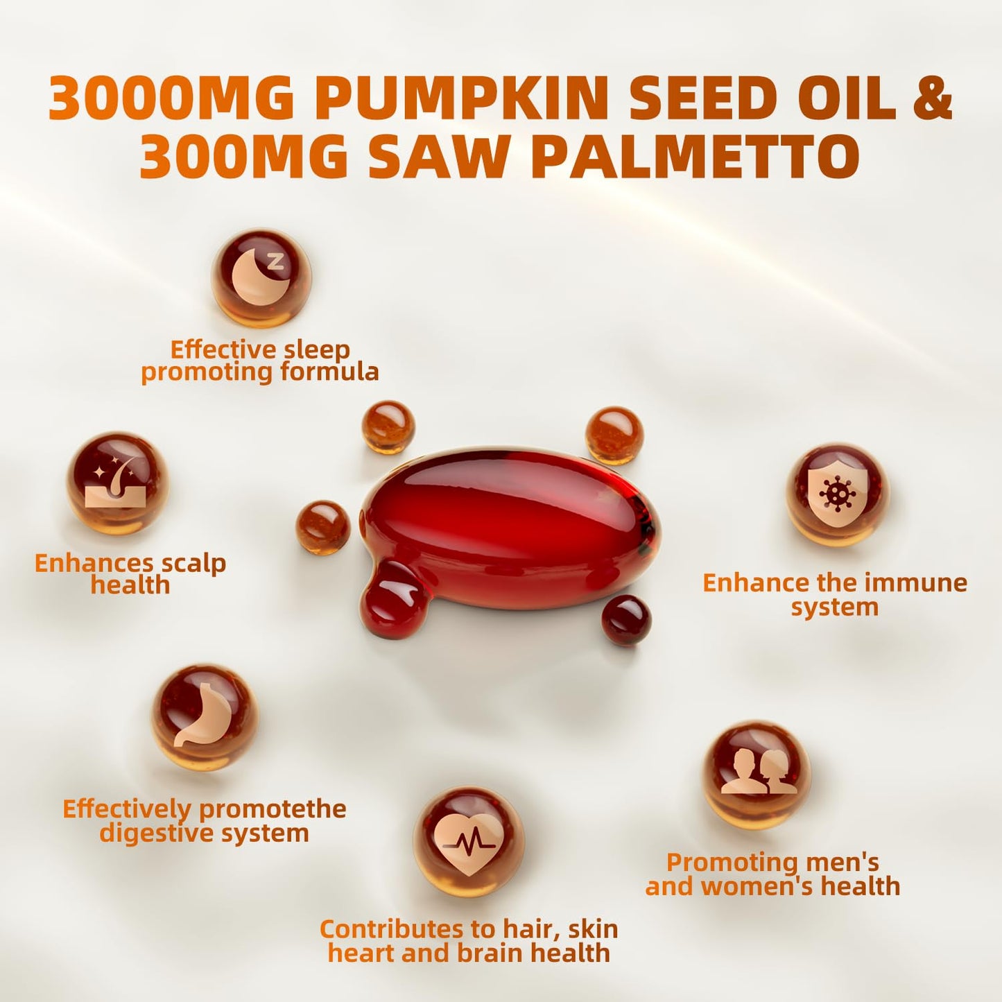 Lecory Pumpkin Seed Oil with Saw Palmetto Softgels, 300 Count