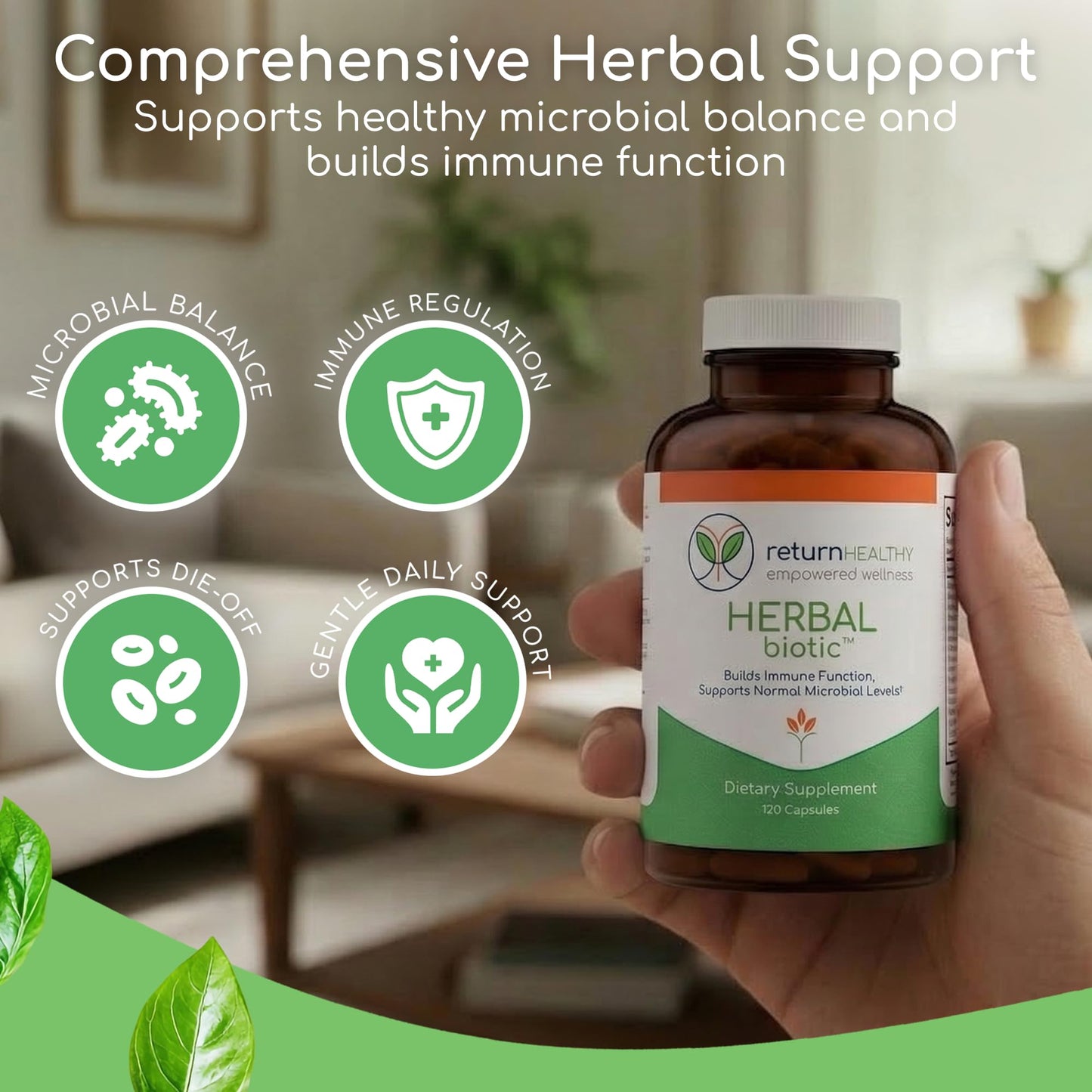 Return Healthy Herbal Biotic Immune Support Vitamins 120 Vegan Capsules