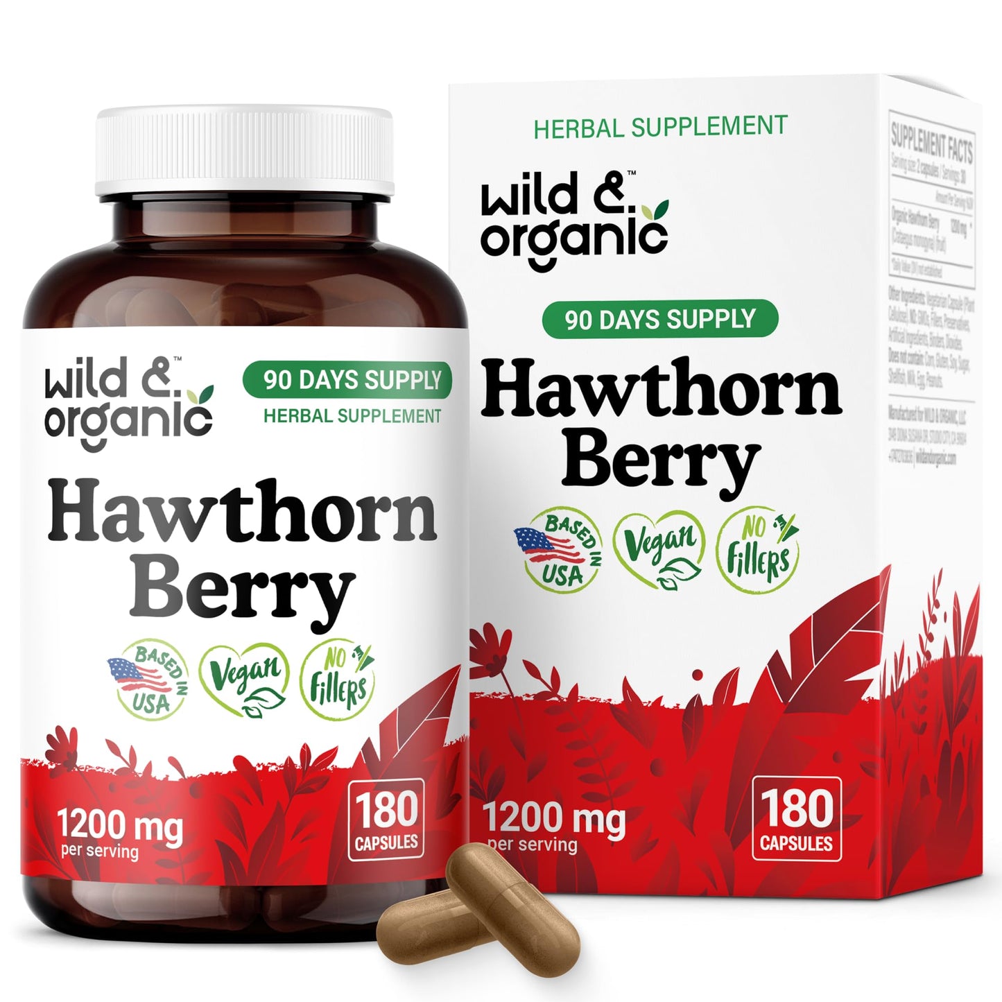 Wild & Organic Hawthorn Berry Capsules 180 Count