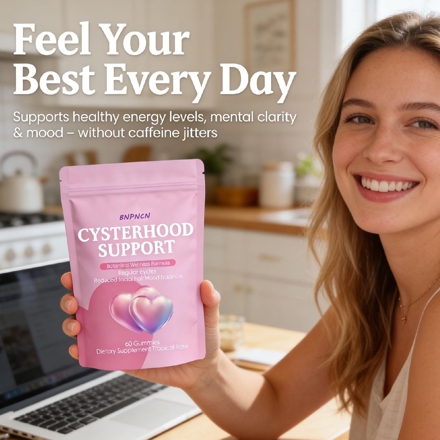 BnPnCn Cysterhood Support Gummies, Women's Gummies with Inositol, Zinc, Vitamin D3 & Vitamin B12, Supports Healthy Energy Levels, 60 Gummies