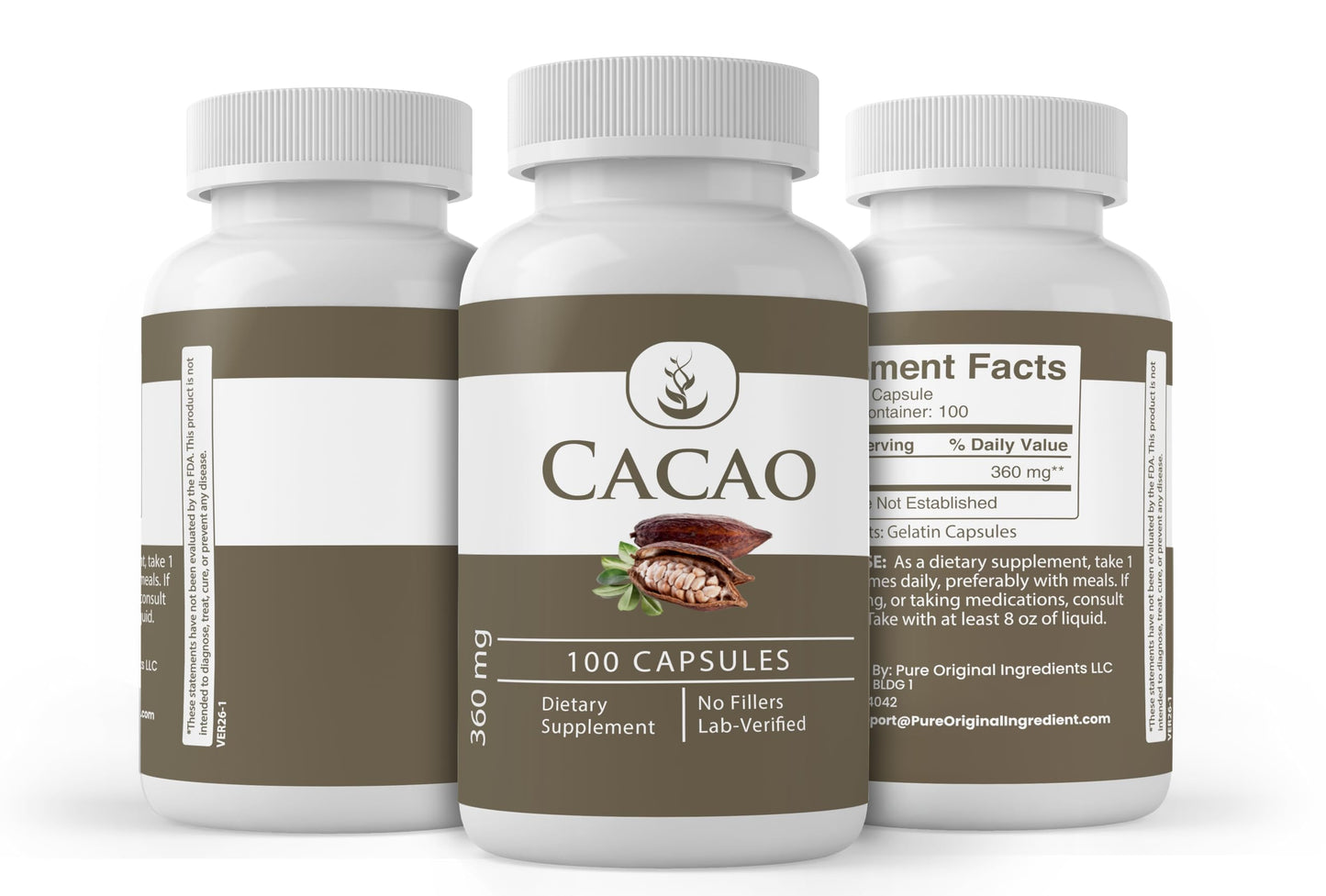 Pure Original Ingredients Cacao Capsule 100 Capsules