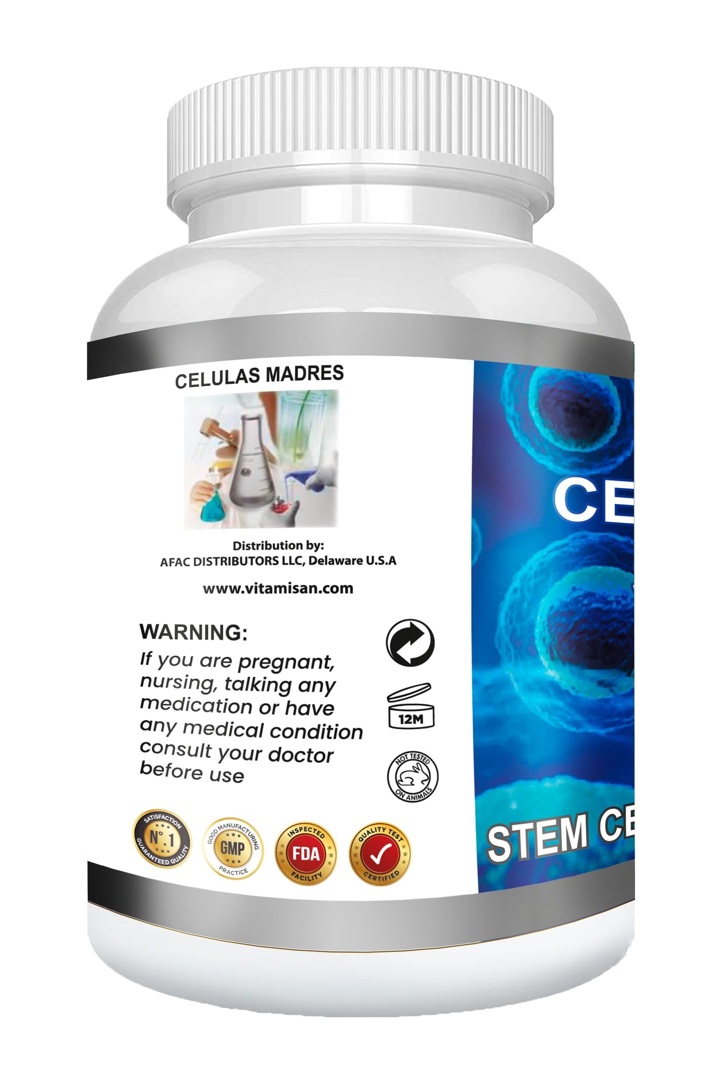 VITAMISAN 4 Celulas Madres Stemcells AFA Blue Green Algae Anti-Aging 240 Capsules