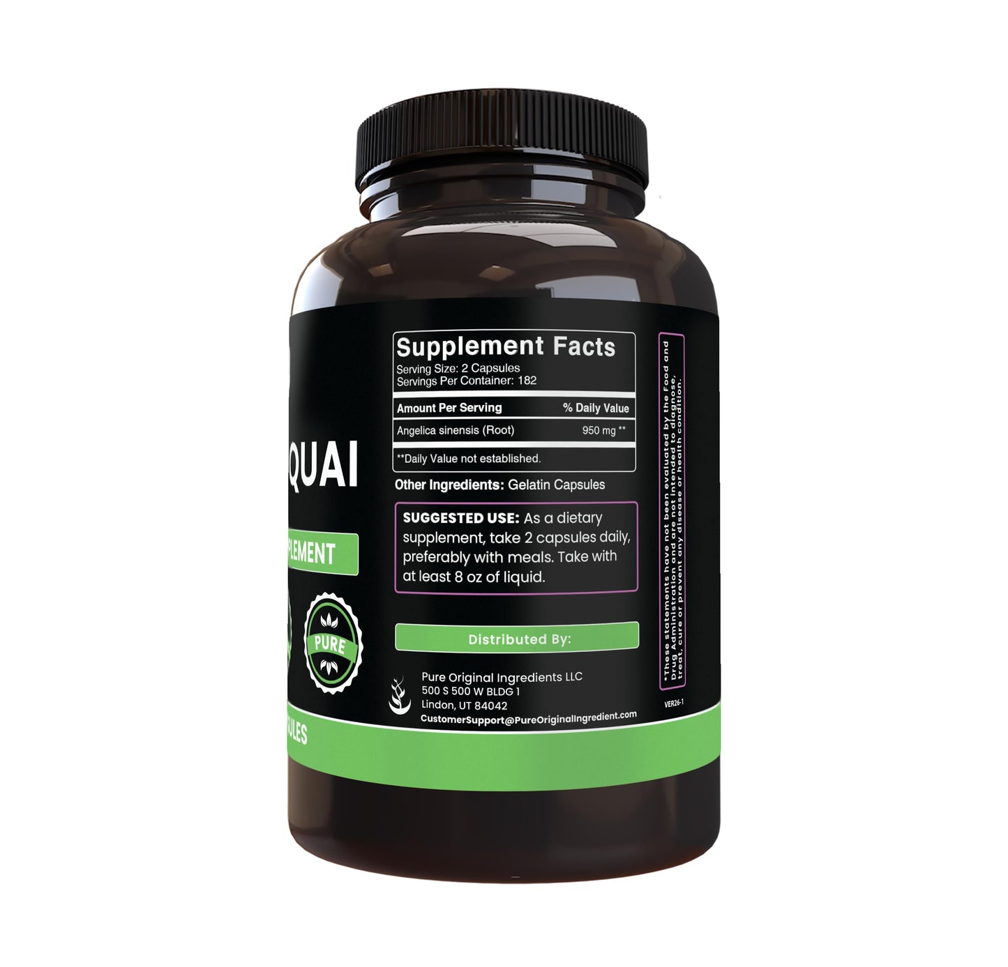 PURE ORIGINAL INGREDIENTS Dong Quai Capsule, 365 Capsules
