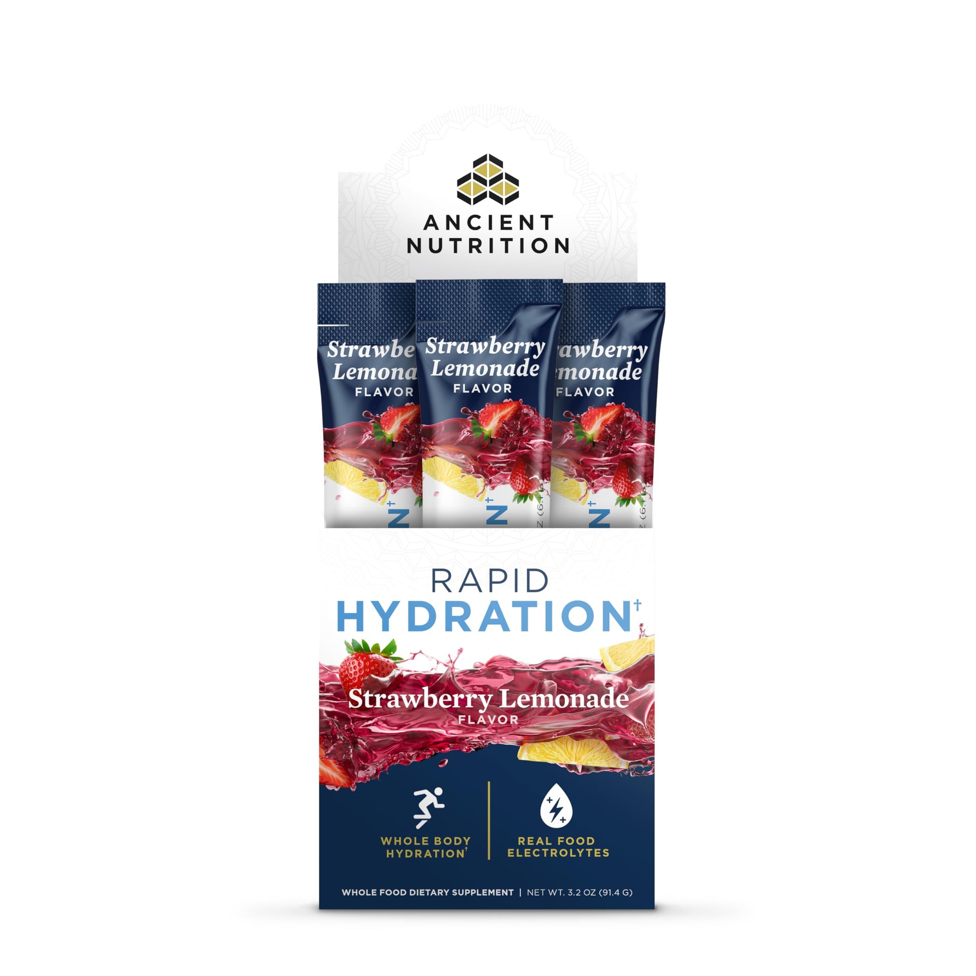 Ancient Nutrition Rapid Hydration Electrolytes Powder, Strawberry Lemonade, 3.2 oz