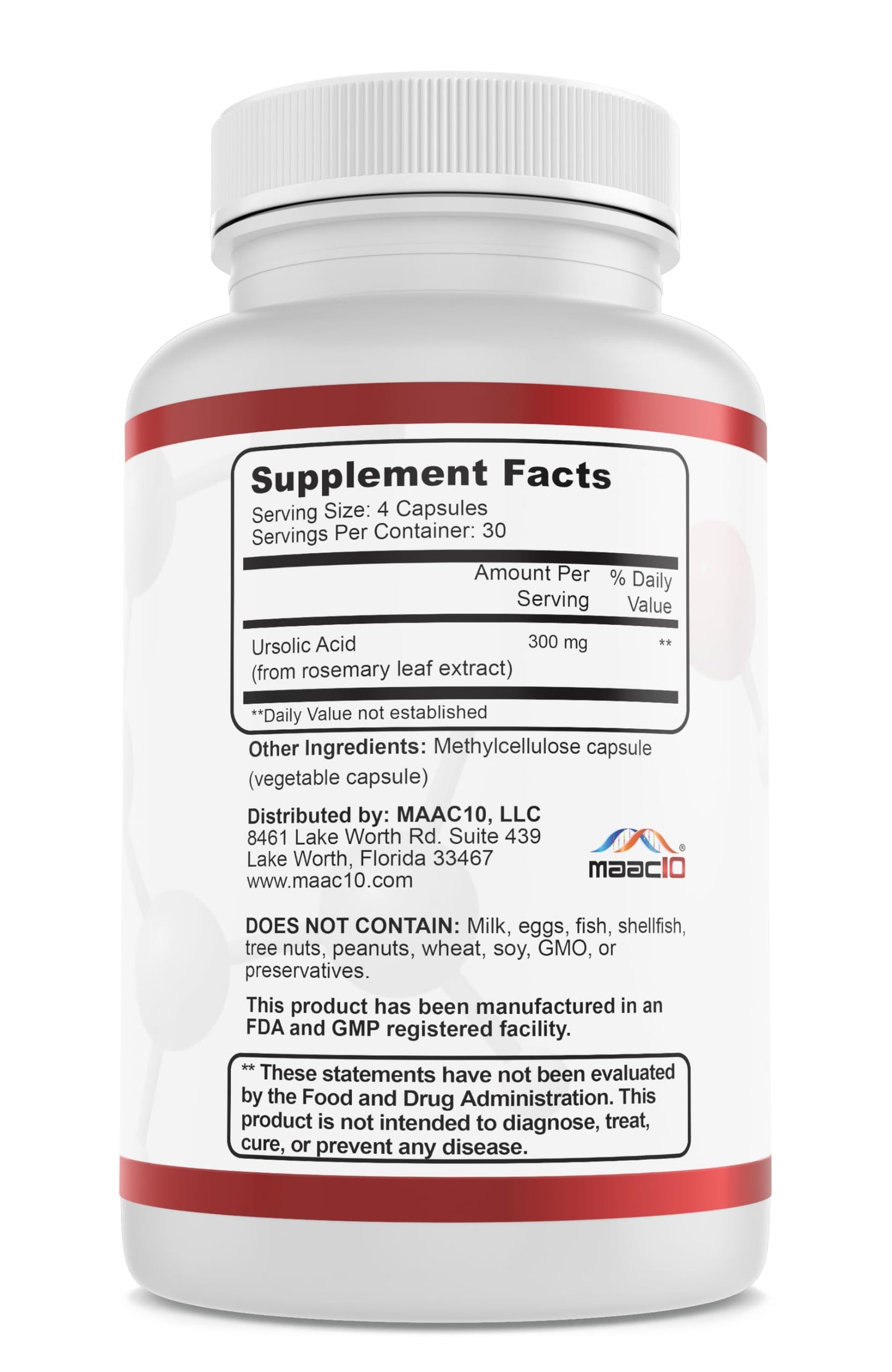 MAAC10 Ursolic Acid 300mg from Rosemary Extract Capsule, 1 Capsule