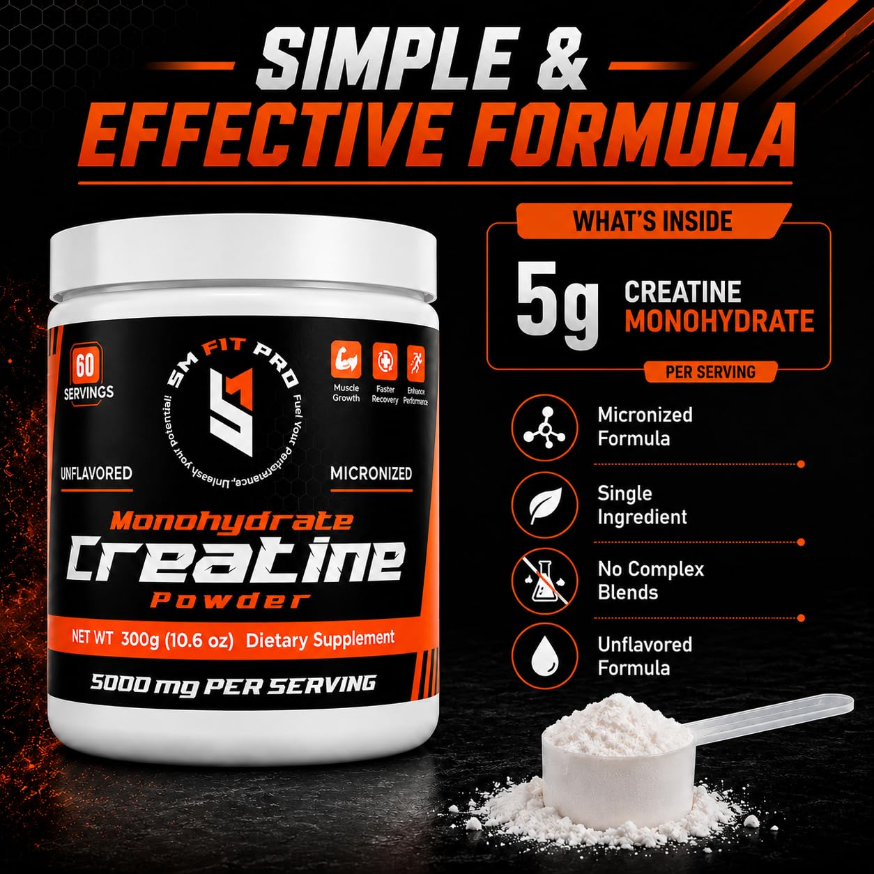 Sm Fit Pro Micronized Creatine Monohydrate Powder 10.6 oz