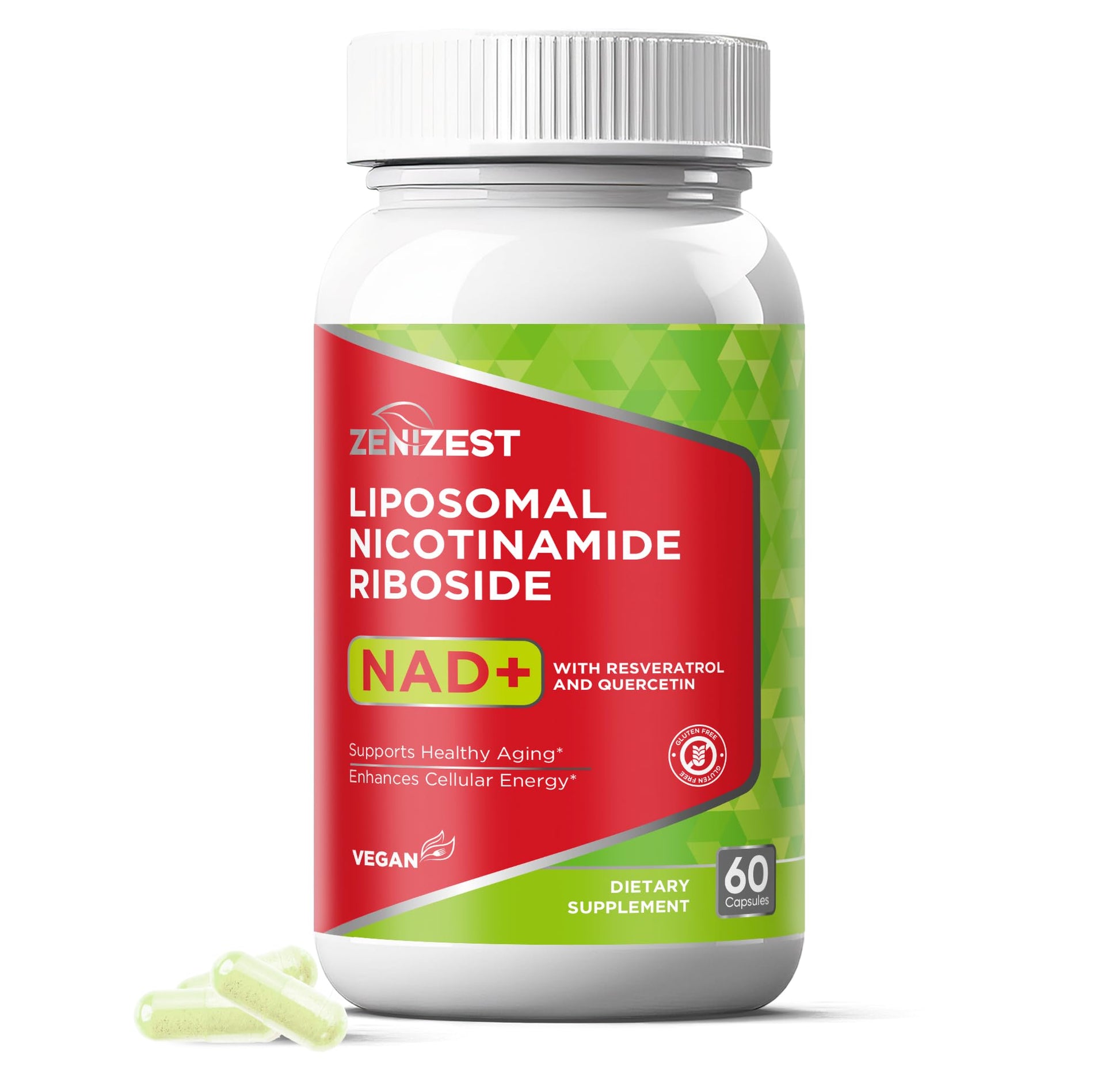 ZeniZest NAD+ Supplement Liposomal Nicotinamide Riboside Capsules, 60 Count
